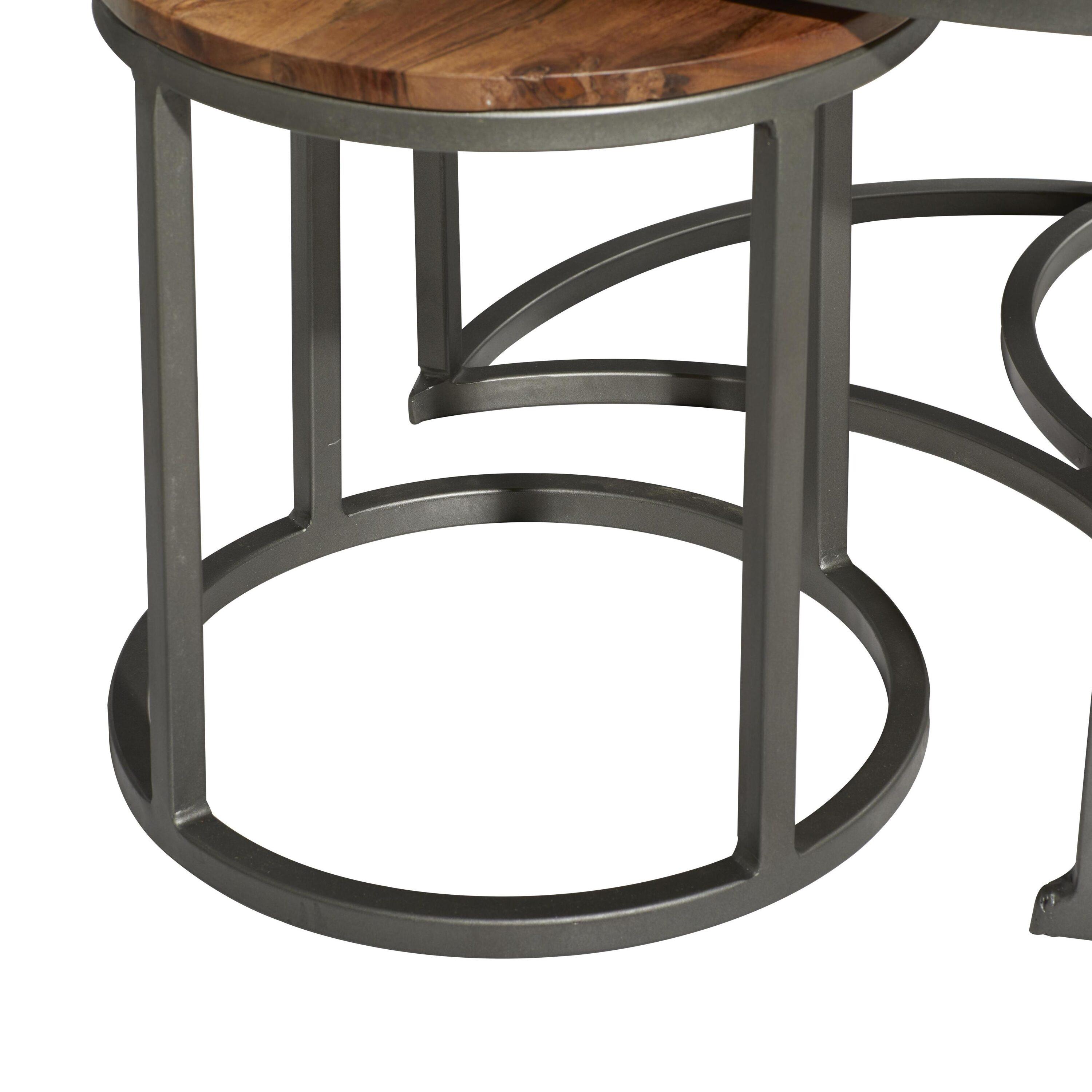 Set of 3 Contemporary Metal Coffee Tables Brown - Olivia & May