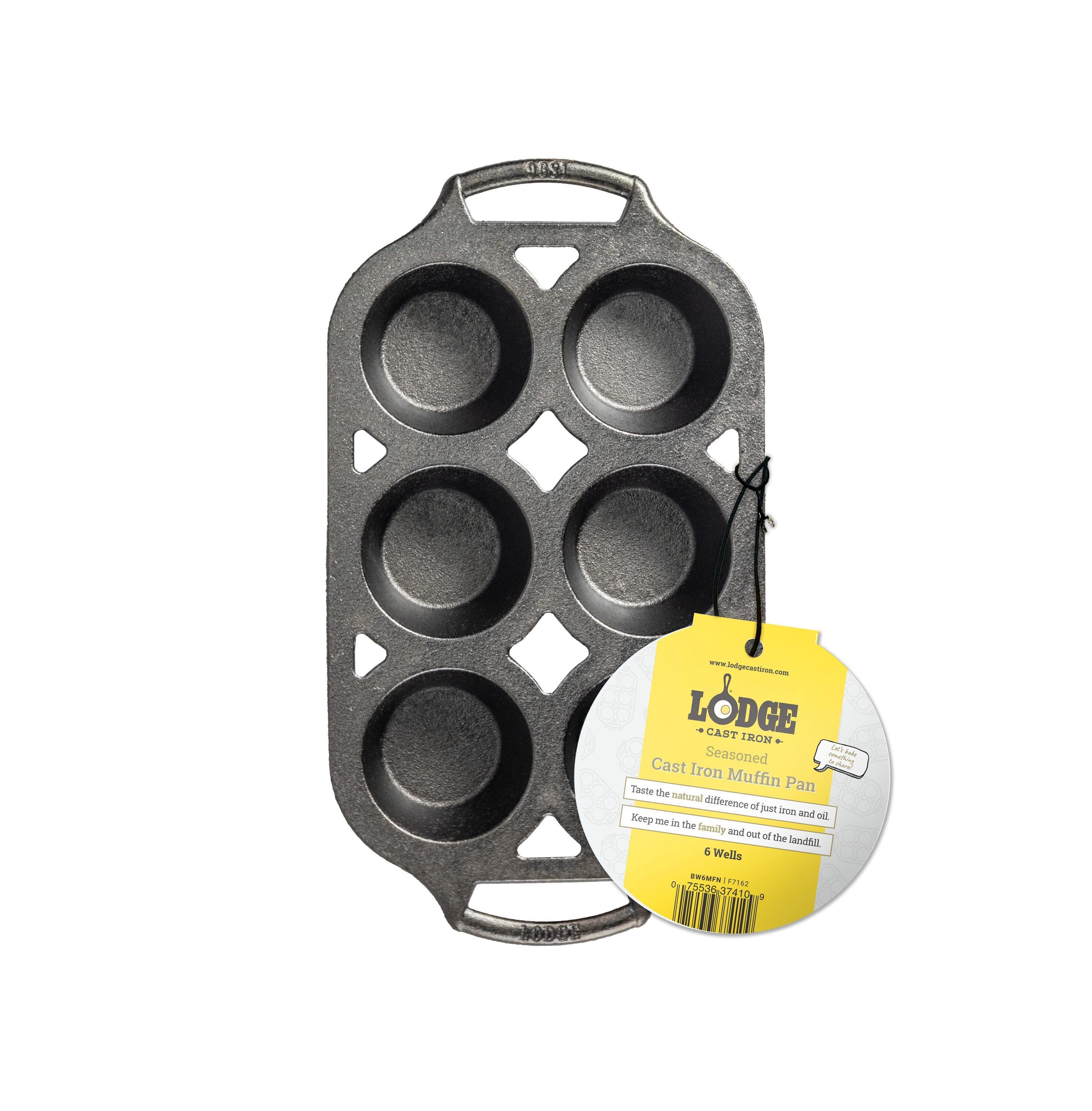 Lodge Gray Cast Iron 6-Cup Non-Stick Muffin Pan