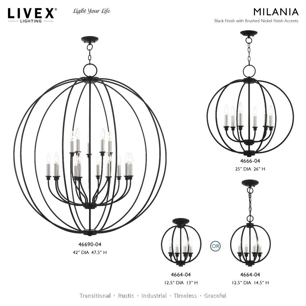 Livex Lighting Milania 6 - Light Chandelier in  Black