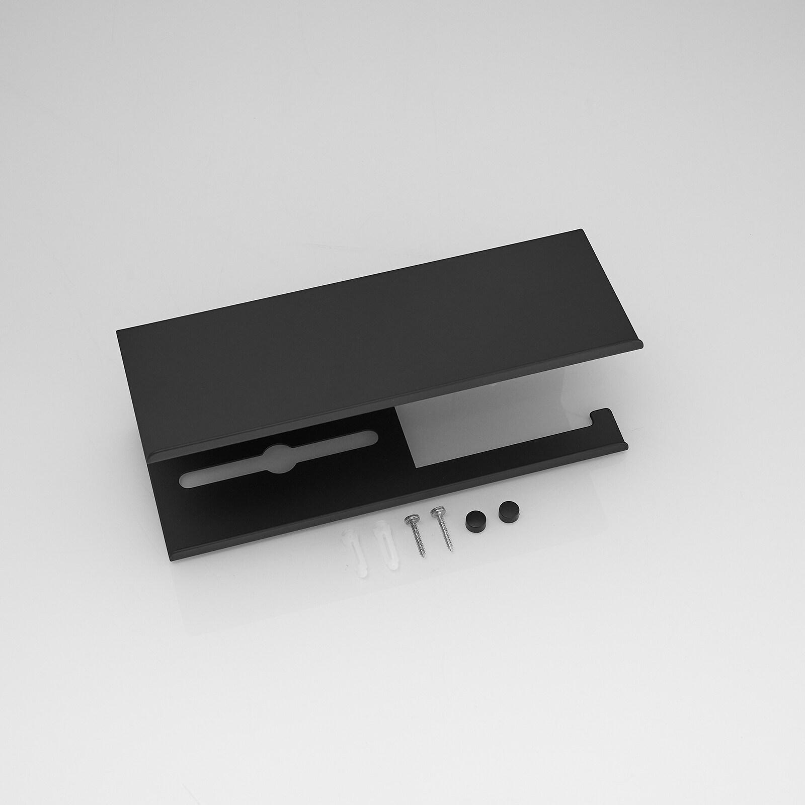 Modern Toilet Paper Holder with Anti-Rust Shelf Paper Roll Holder Toilet Tissue Holder Wipes Storage in Matte Black