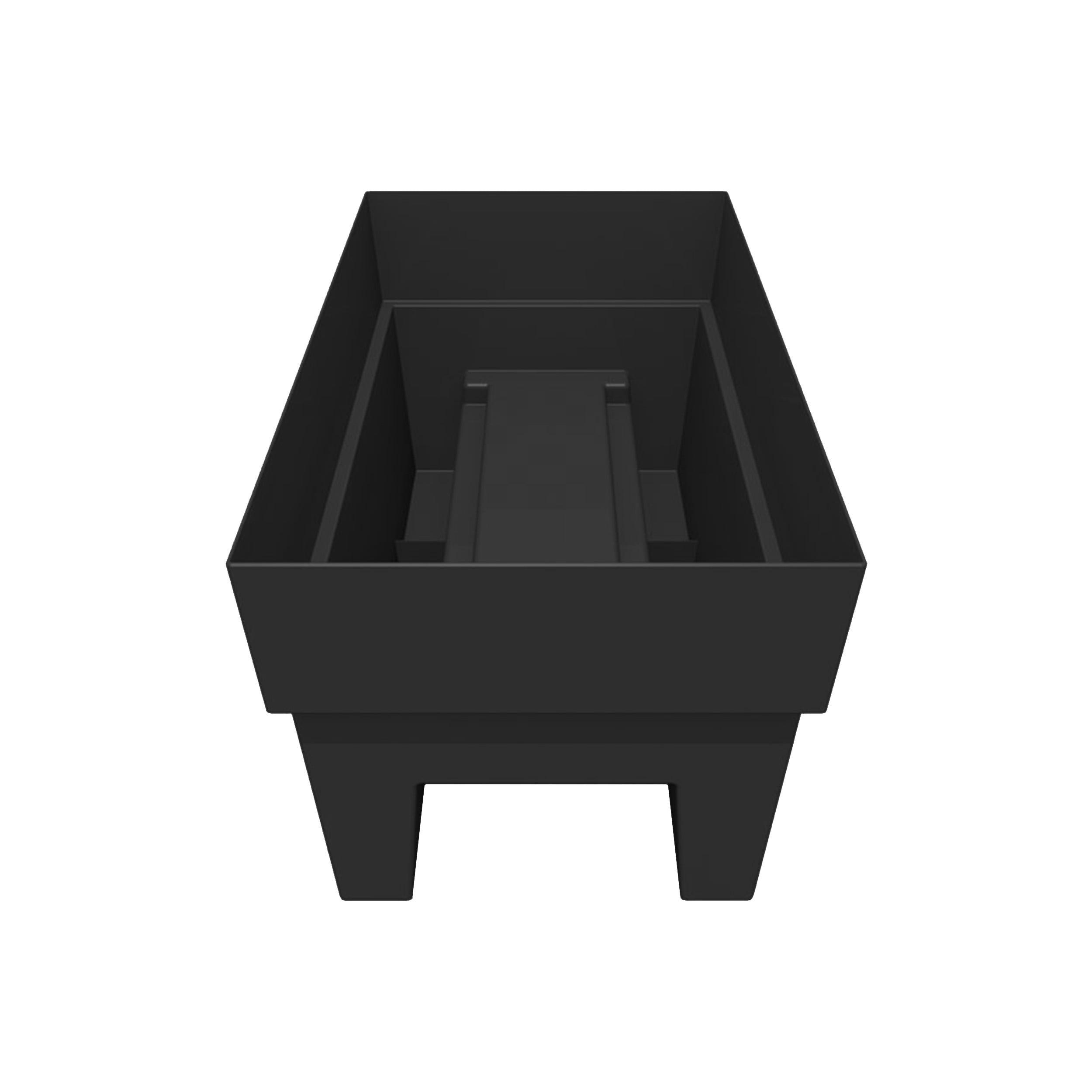 Bloem Finley Deck Rail Rectangle Planter: 24" - Black - Matte Finish, Fits Rail Sizes 3"-6", 100% Recycled Plastic Box, For Indoor and Outdoor Use, Gardening, 7.5 Gallon Capacity