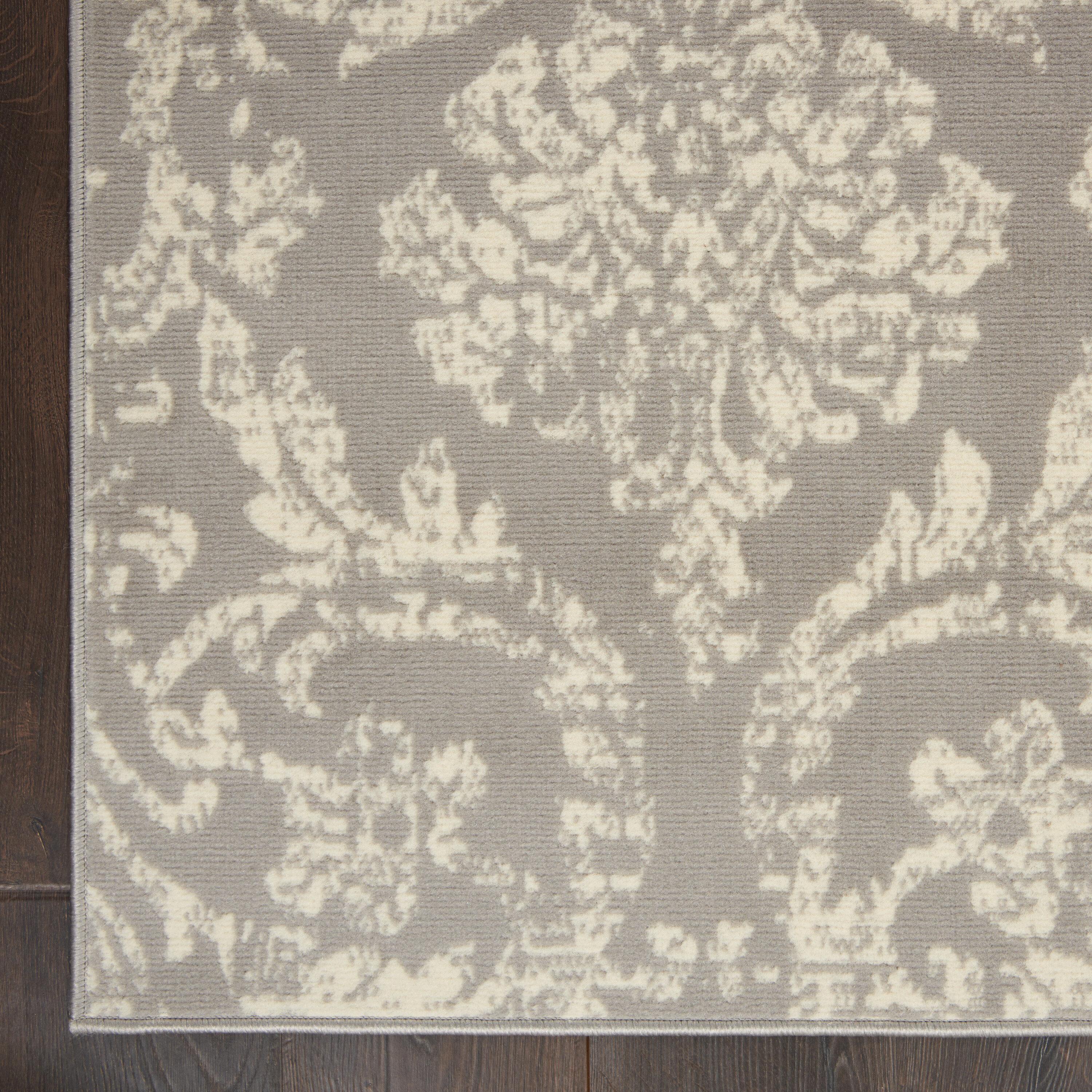 Nourison Jubilant 6' x 9' Grey Area Rug Farmhouse Vintage Damask by Nourison