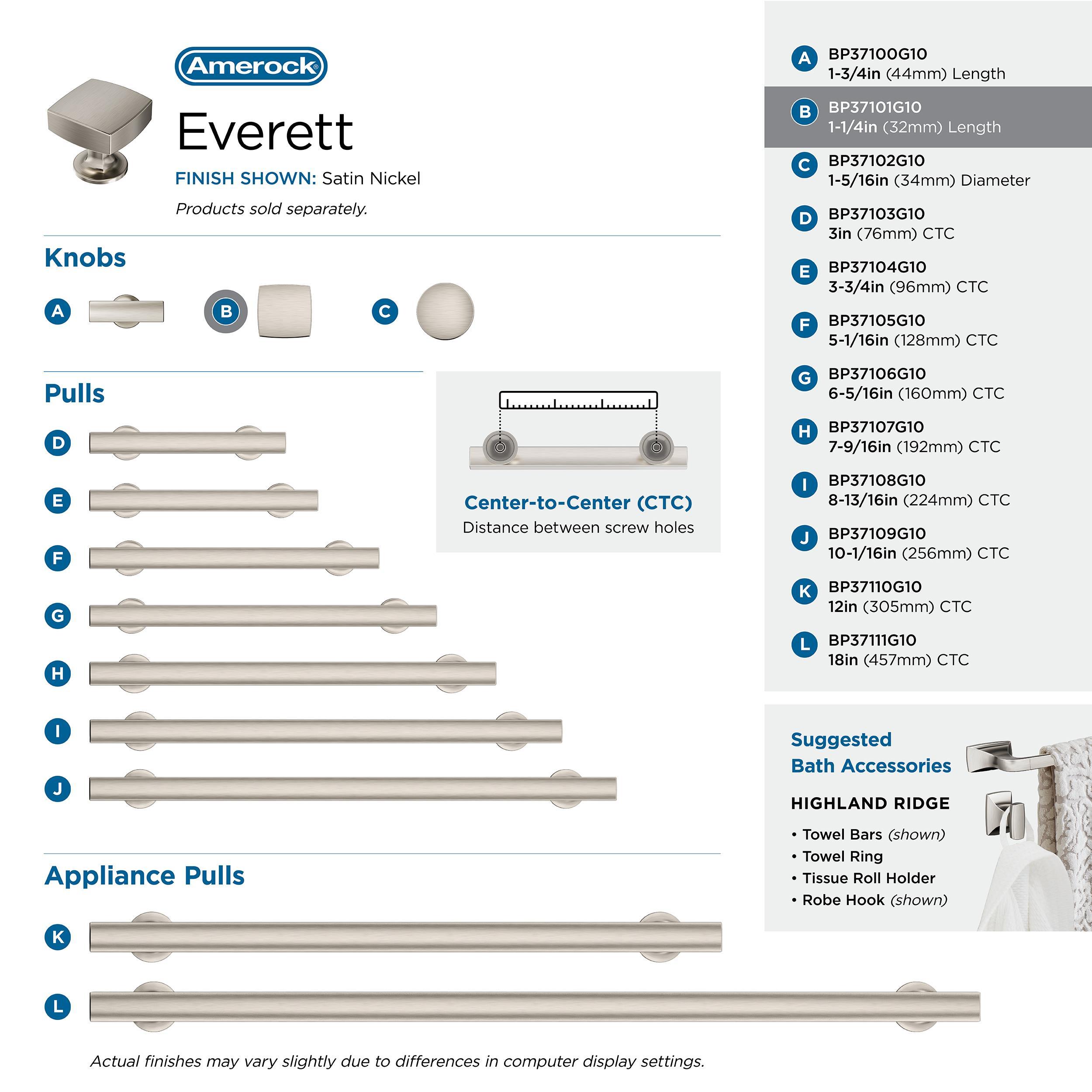 Everett 1 1/4" Length Square Knob