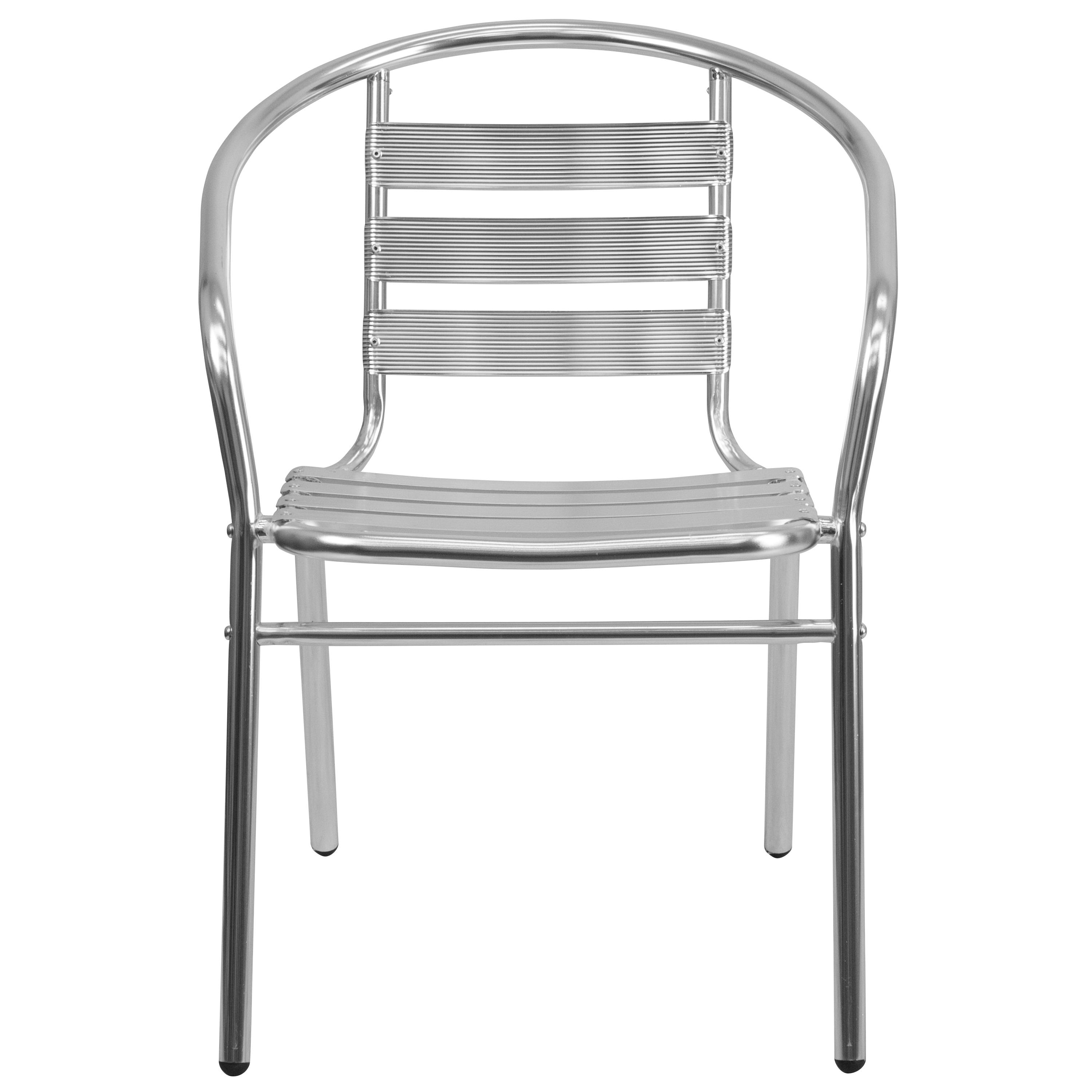 Flash Furniture Commercial Aluminum Indoor-Outdoor Restaurant Stack Chair with Triple Slat Back and Arms