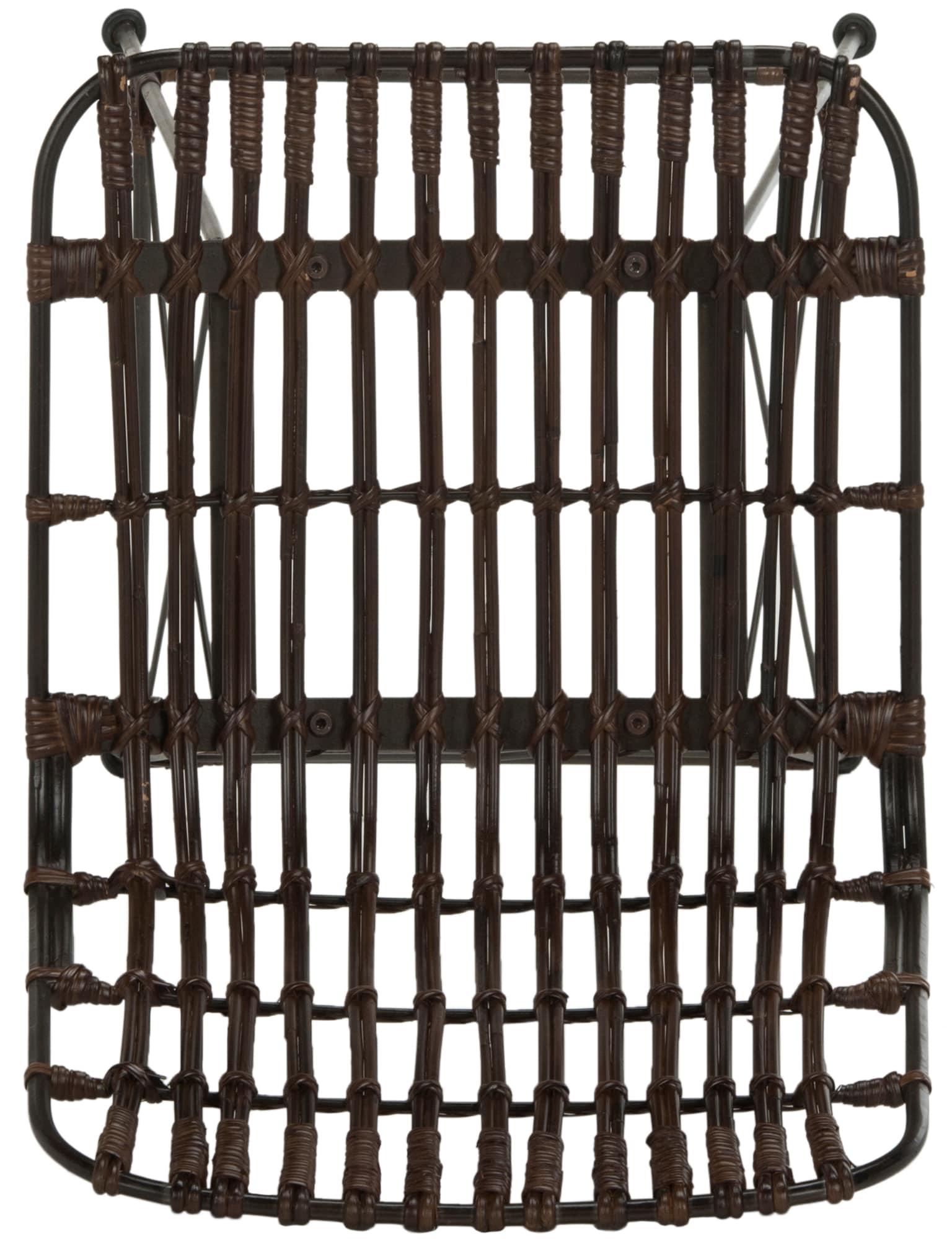 Minerva Wicker Counter Stool (Set of 2) - WIK6509 - Brown/Black - Safavieh