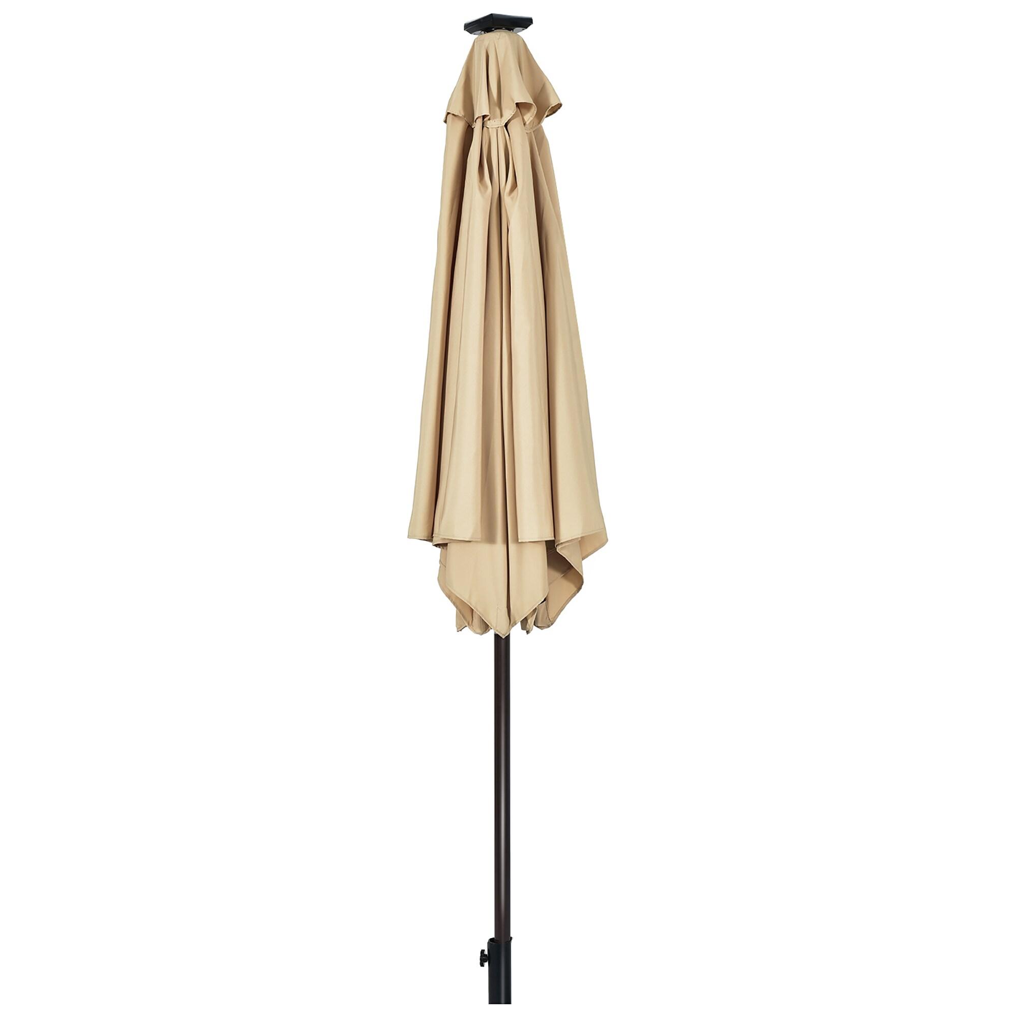 Latitude Run® 9 Feet Patio LED Solar Umbrella With Crank