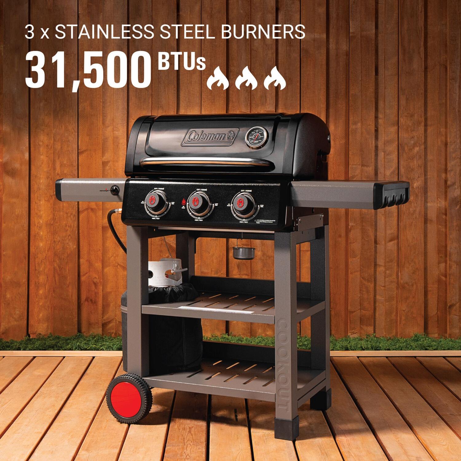 Coleman Cookout 3-Burner 36,000 BTU Propane BBQ Gas Grill with 535-Sq. In. Total Cooking Surface