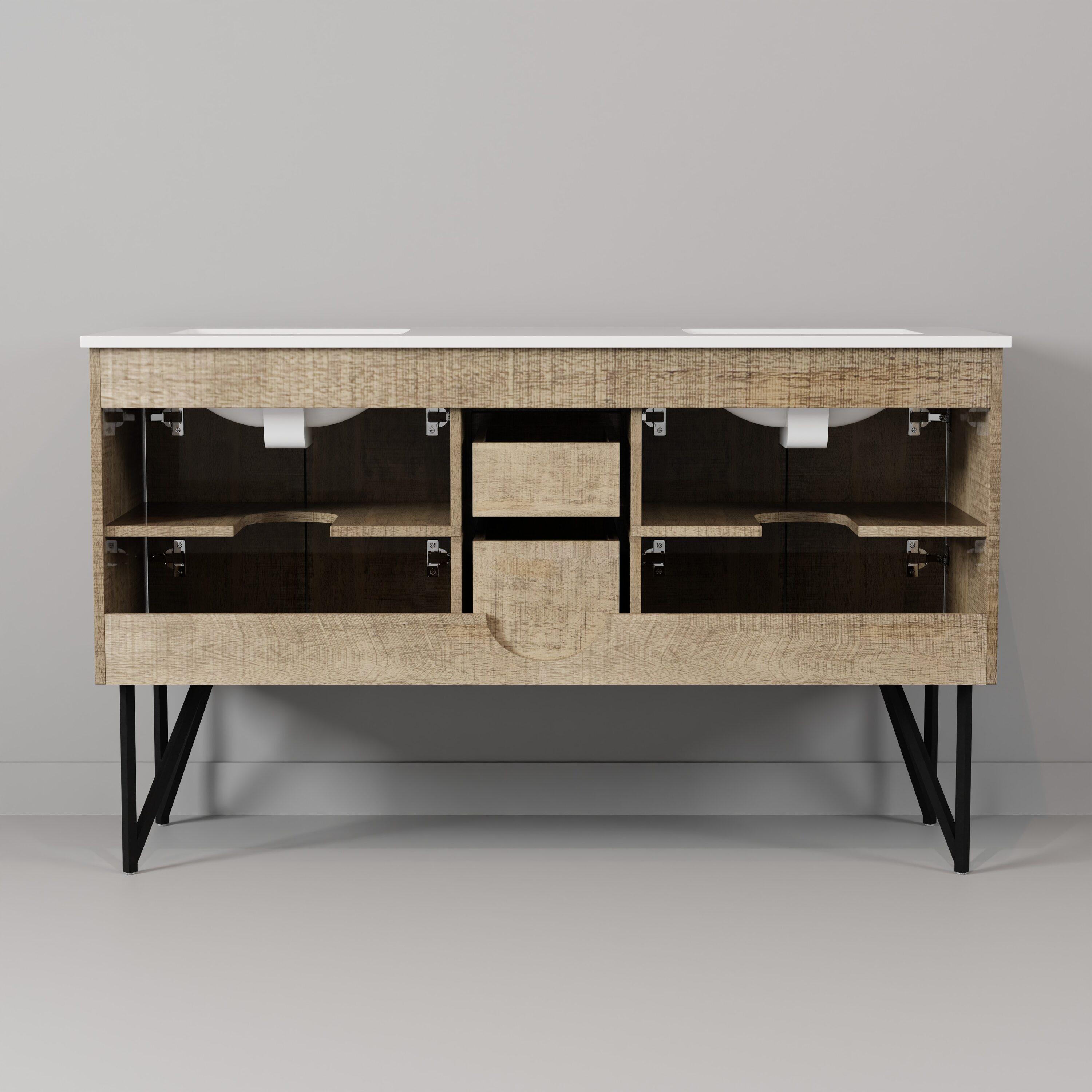 Lancy 60'' Double Bathroom Vanity with Cultured Marble Top