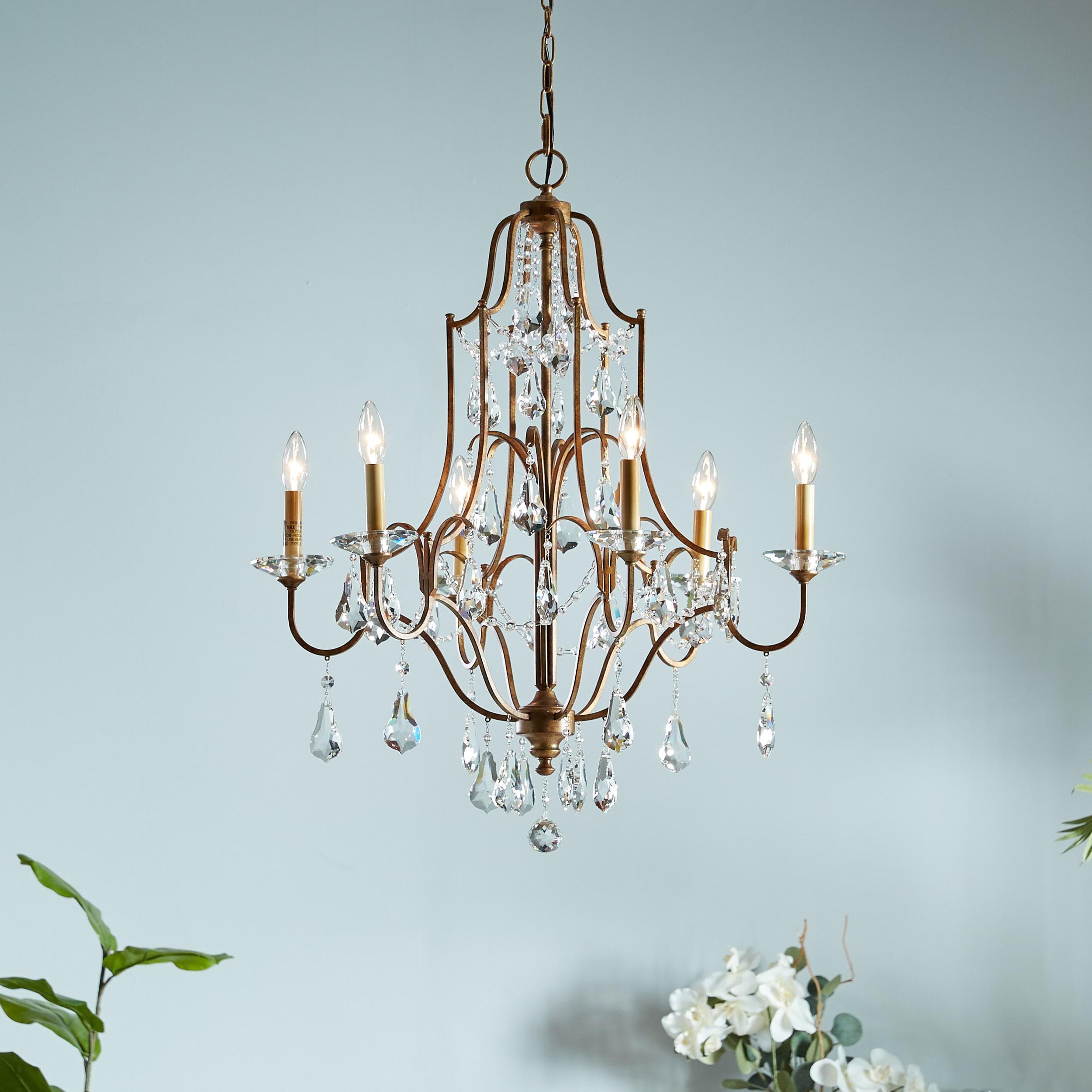 Feiss F2478/6OBZ Valentina Crystal Candle Chandelier Lighting, Bronze, 6-Light (29"Dia x 33"H) 360watts