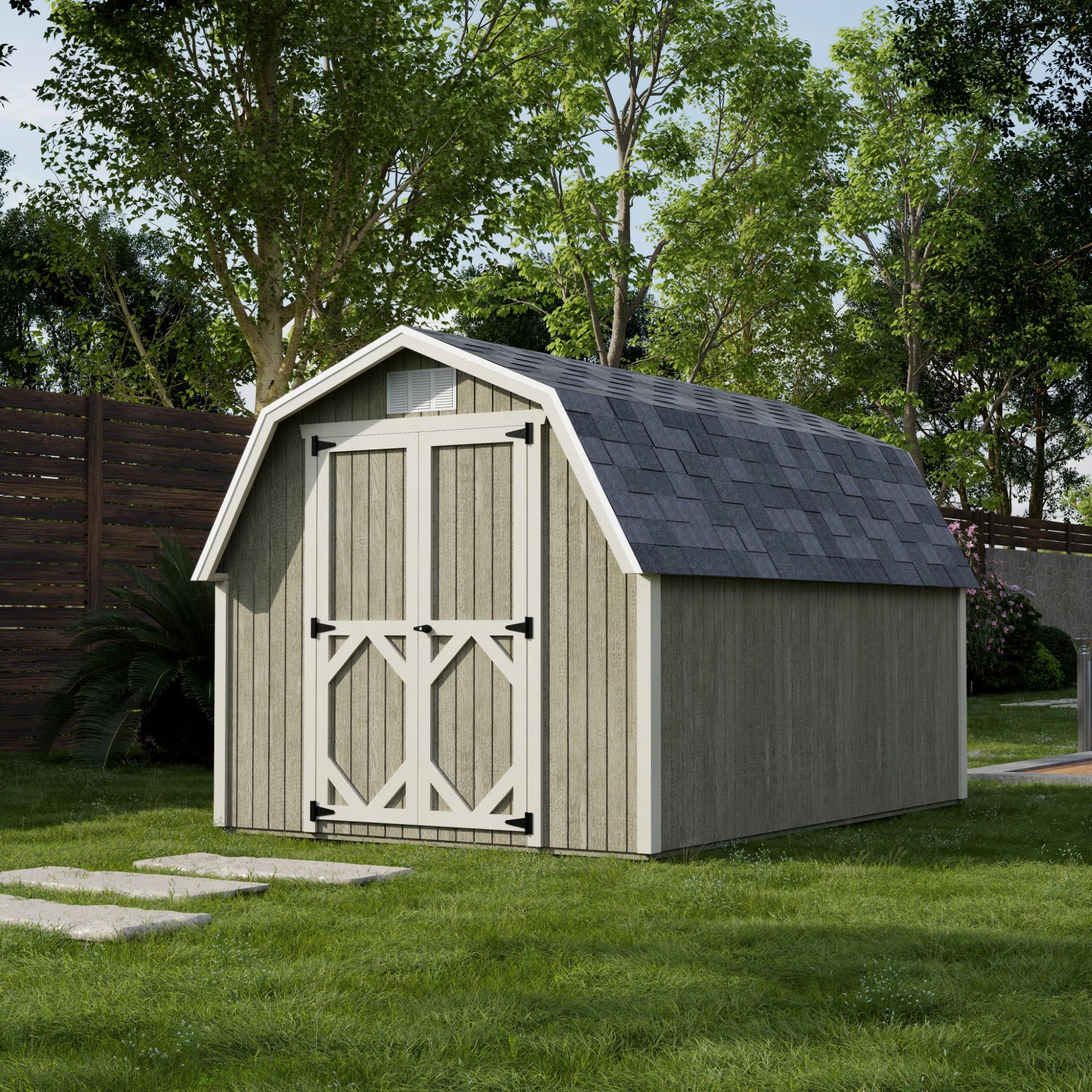 Little Cottage Co. 8x12 Classic Gambrel Barn with 4 ft. Sidewalls and Floor, Outdoor Wood Storage Shed Do-It-Yourself Precut Kit