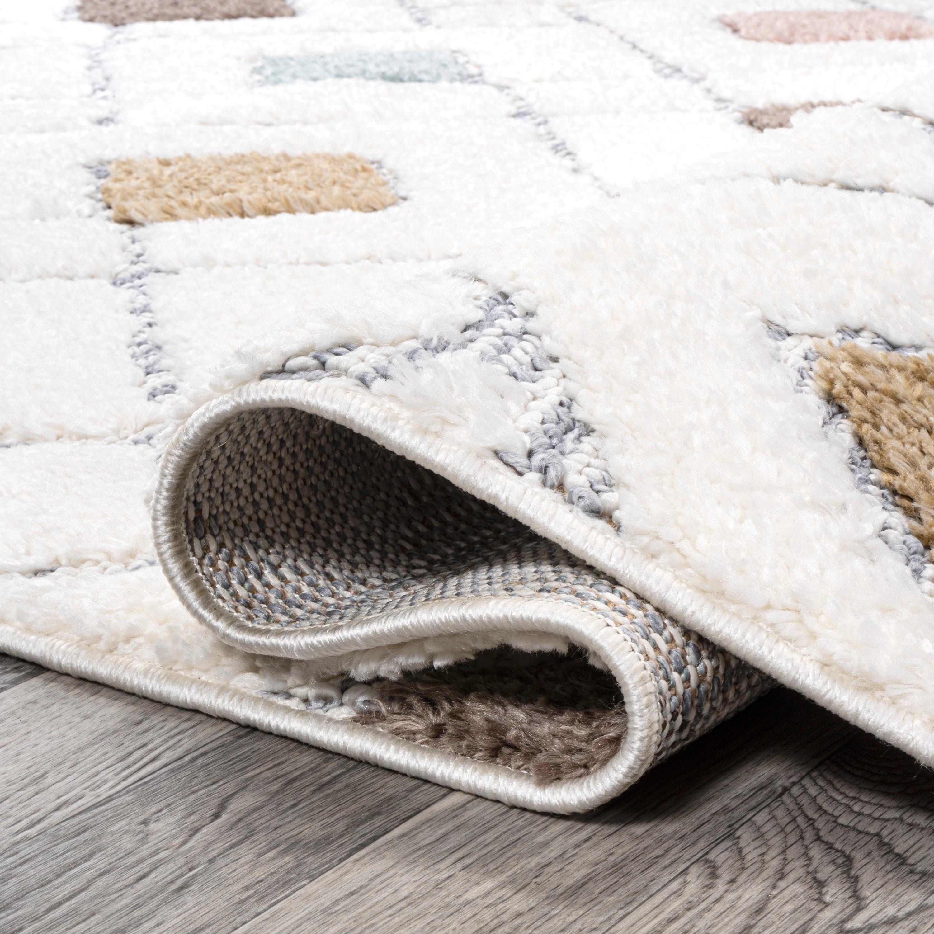 3' x 5' Astrid Retro Trellis High-Low Area Rug, Multi/Cream - JONATHAN Y