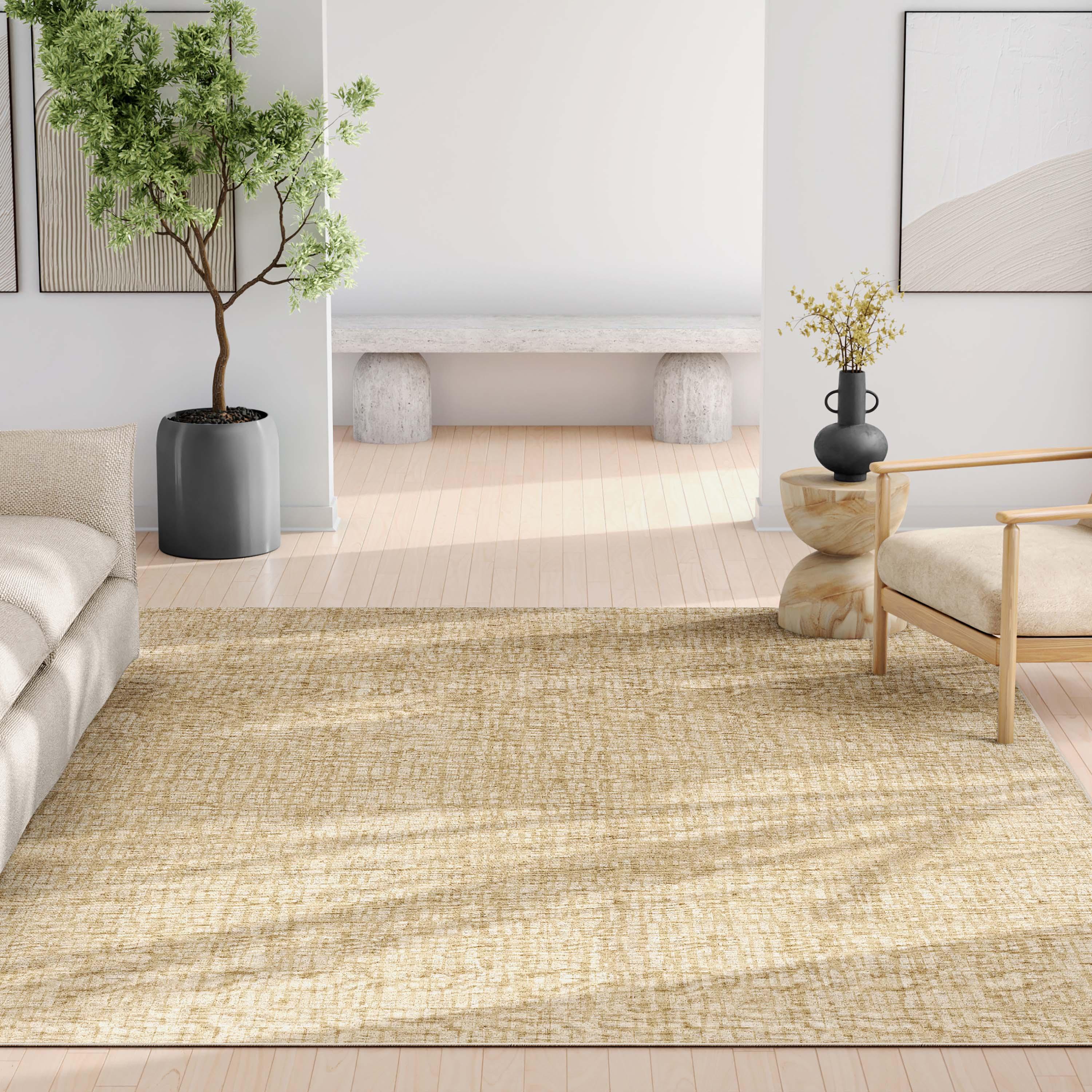 Nuzzo Nightscape Modern Geometric Flat-Weave Beige Area Rug