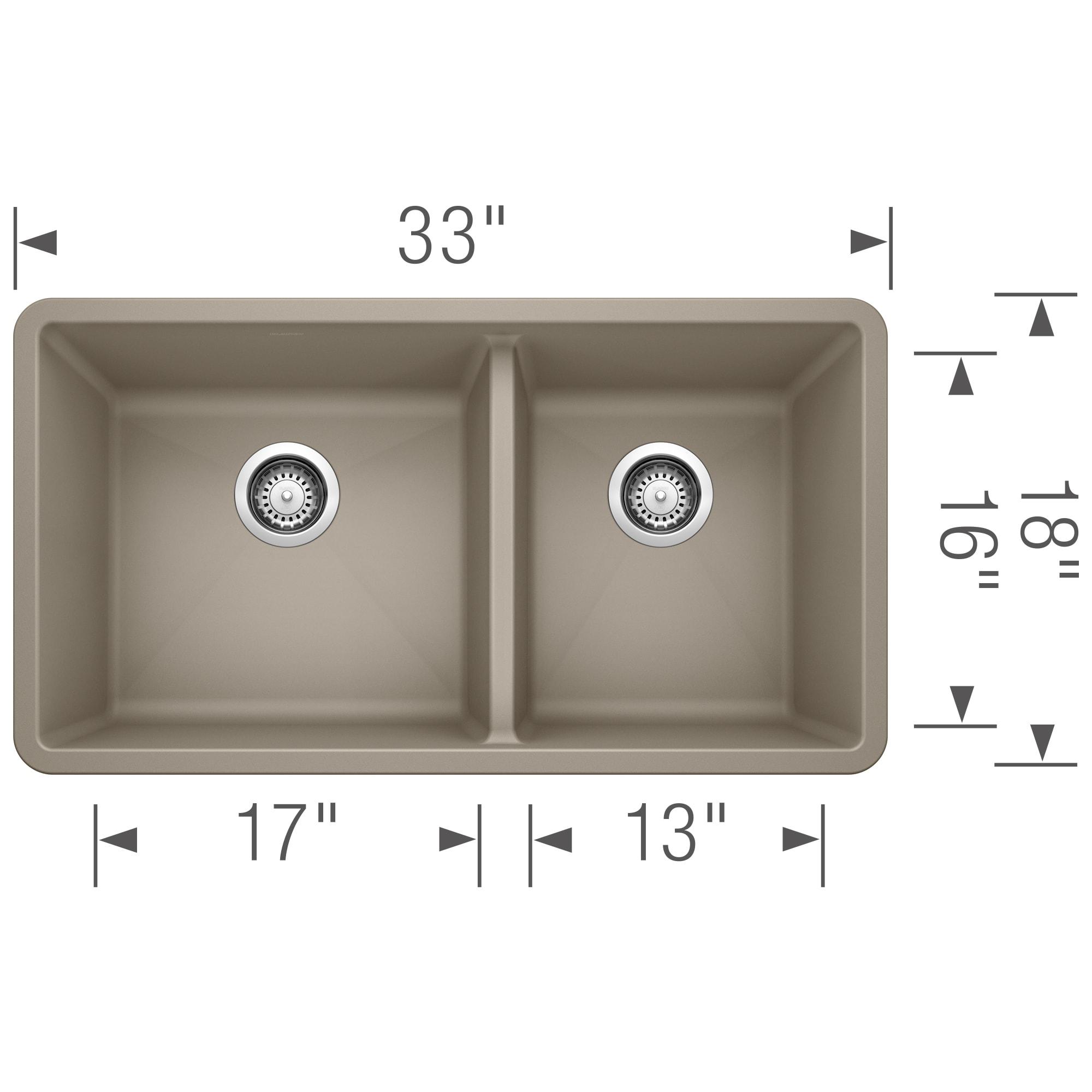 Precis SILGRANIT 33" L X 18" W Double Bowl Undermount Kitchen Sink