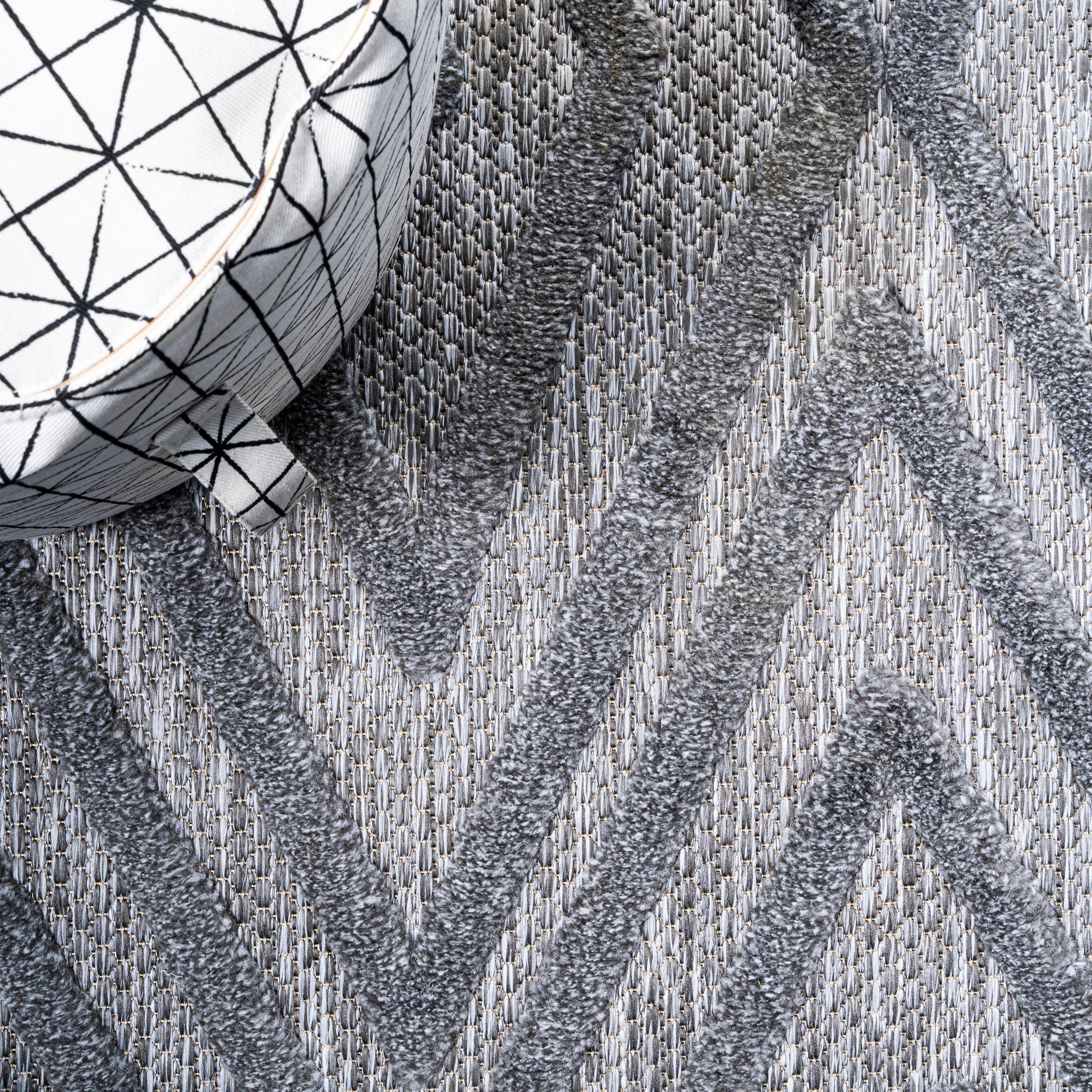 4'x6' Balansat Moroccan Diamond Indoor/Outdoor Area Rug, Dark Gray - JONATHAN Y