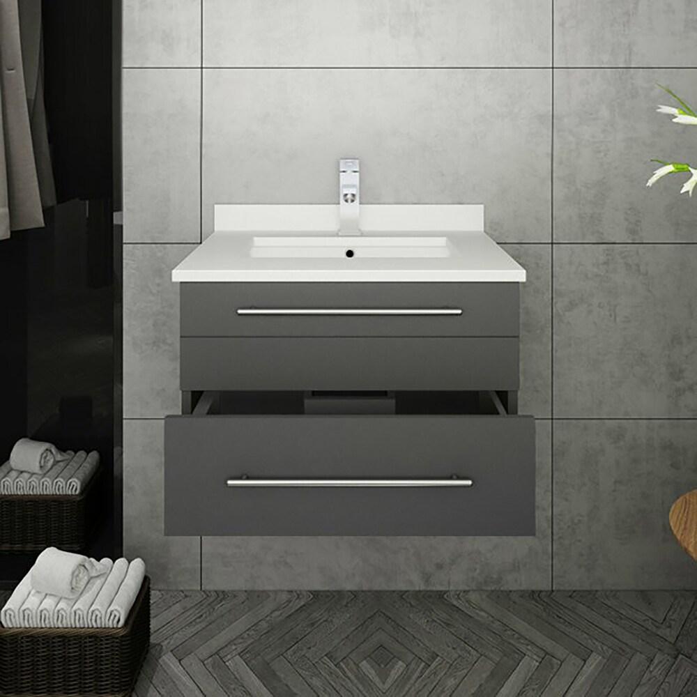 Lucera 24" Wall Mount Modern Single Sink Bathroom Vanity with Top and Undermount Sink