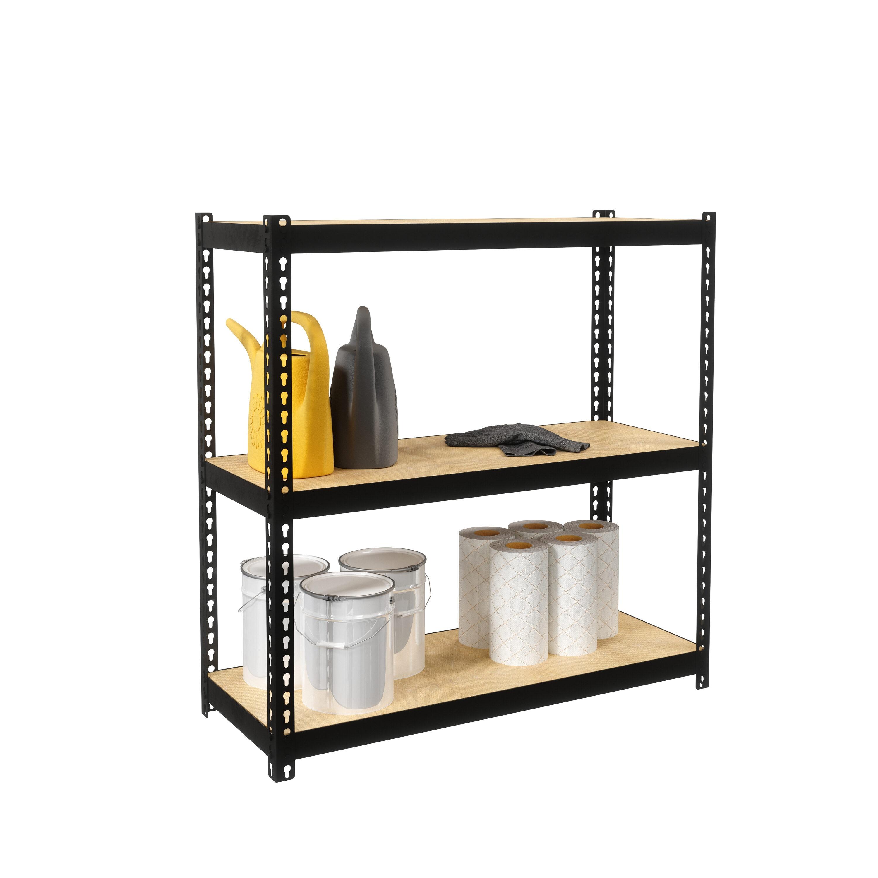 Space Solutions 1000 Riveted Metal Shelving 3-Shelf Unit 12D x 30W x 30H Black