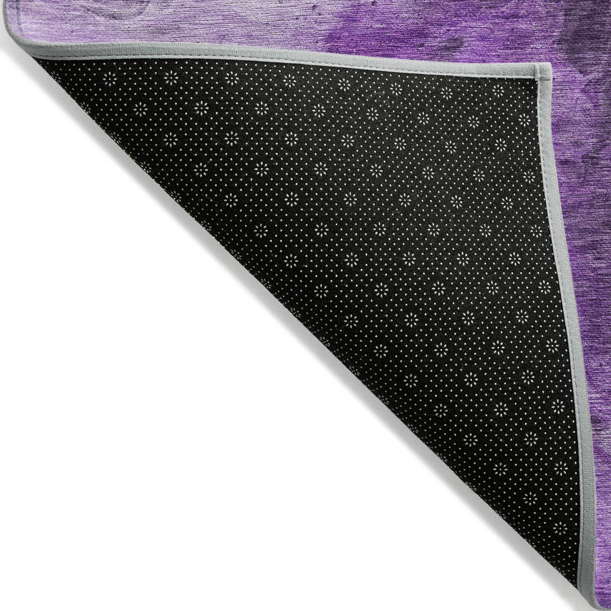 Purple Rectangular Machine-Washable Synthetic Area Rug