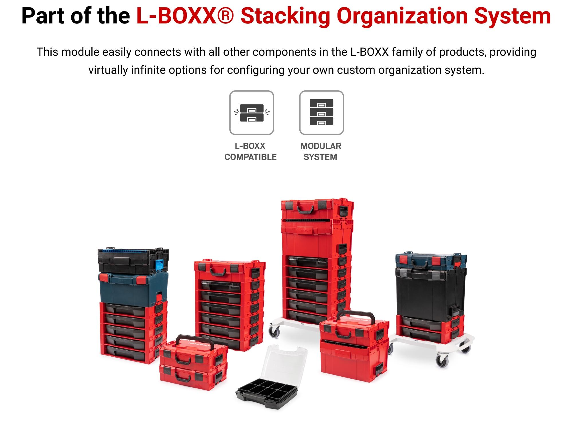 Red and Black Plastic Stacking Tool Box with Clear Lid
