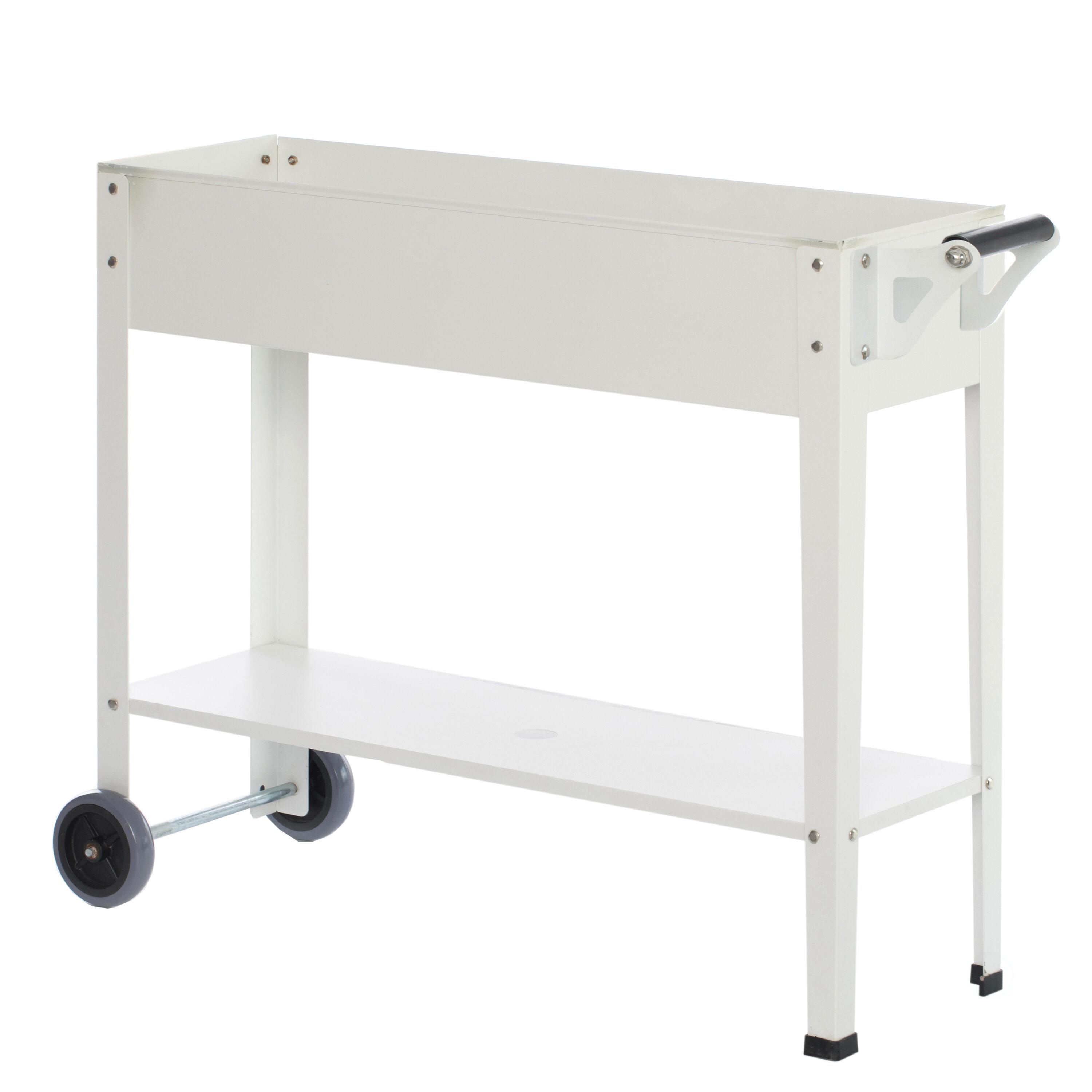 Gardenised Mobile Planter Raised Garden Bed Rectangular Flower Cart with Shelf