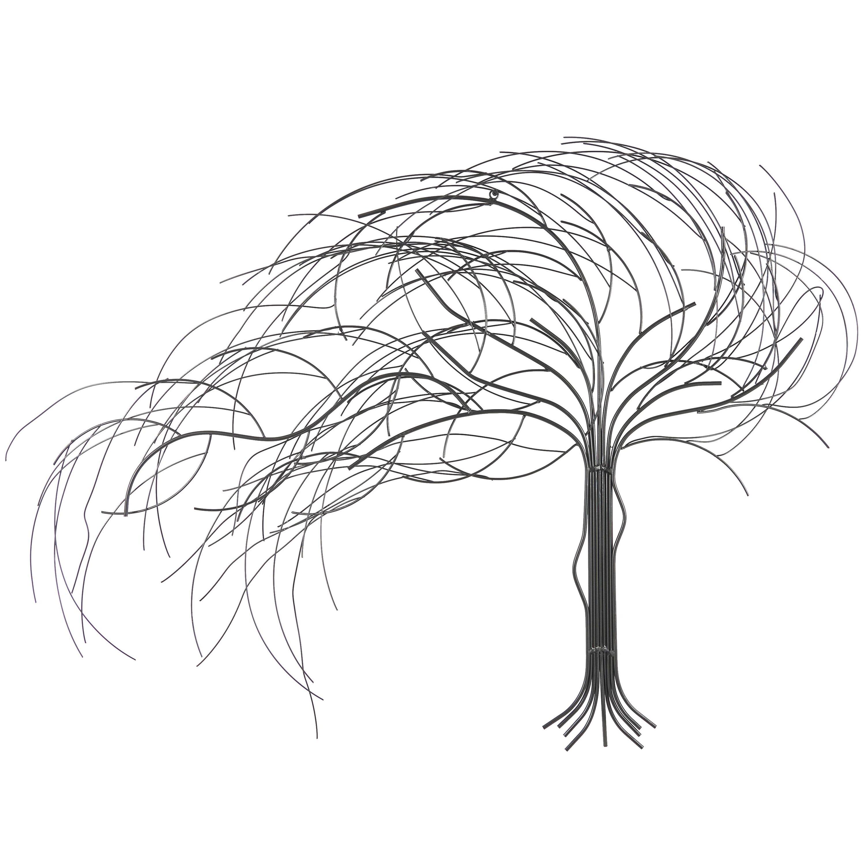 Metal Tree Indoor Outdoor Wall Decor with Long Branch Silver - Olivia & May