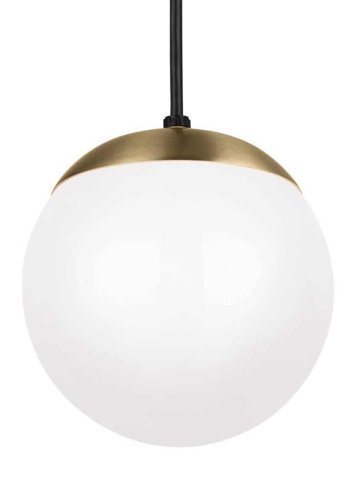 Leo Satin Brass Globe Pendant Light with Smooth White Glass