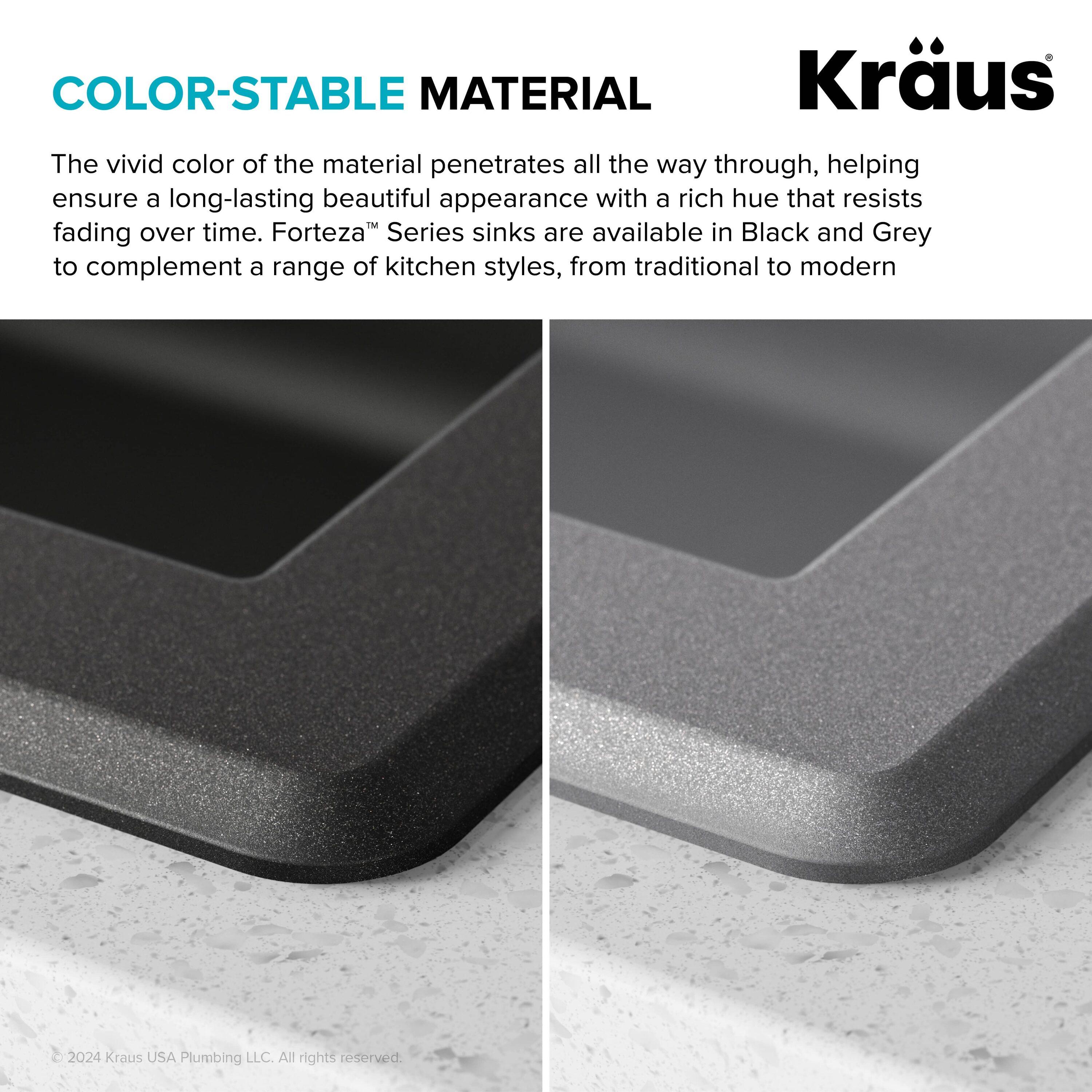 KRAUS Forteza™ 33" L Dual Mount 60/40 Double Bowl Granite Kitchen Sink