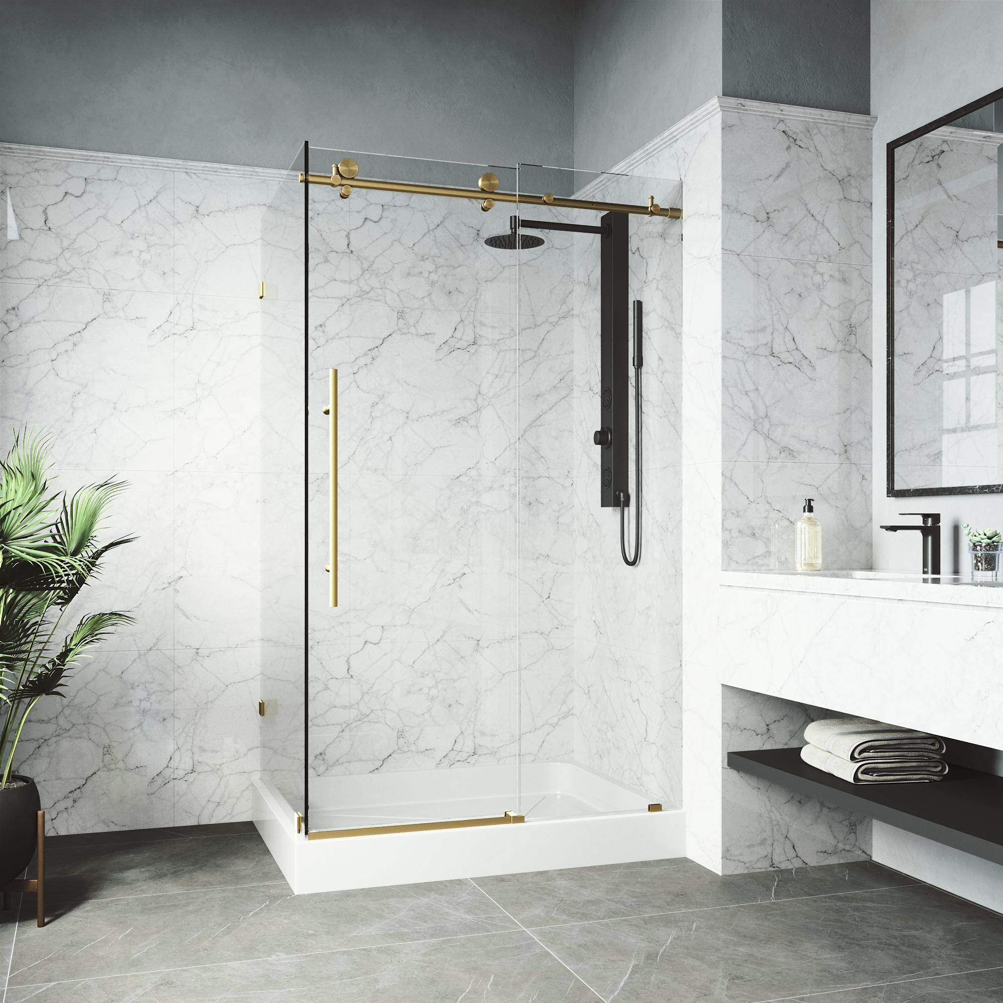 Elan E-class 48" W x 36" D x 82" H Sliding Frameless Shower Enclosure with 3/8" Clear Glass&Base
