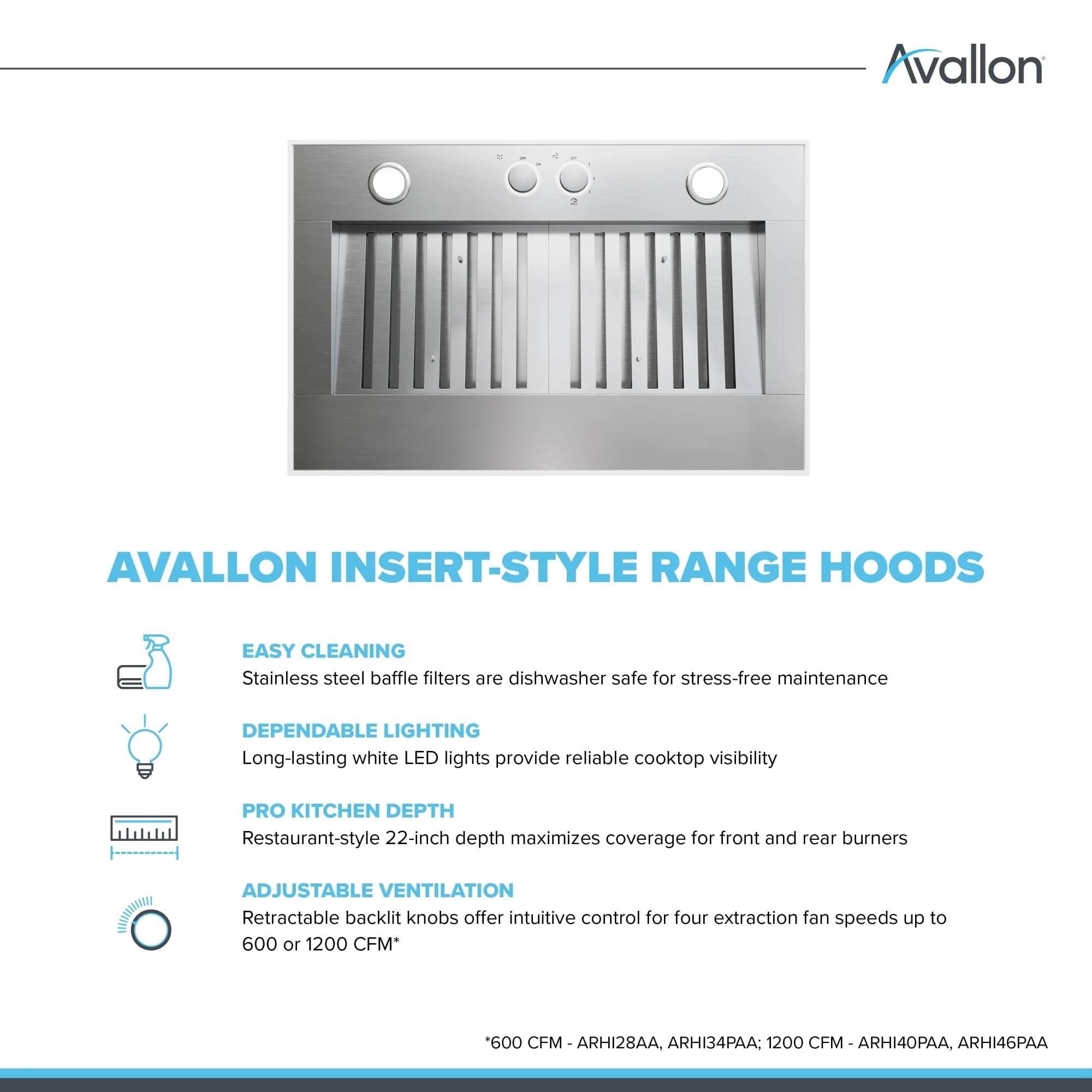 Avallon 34 Inch Wide Range Hood Insert