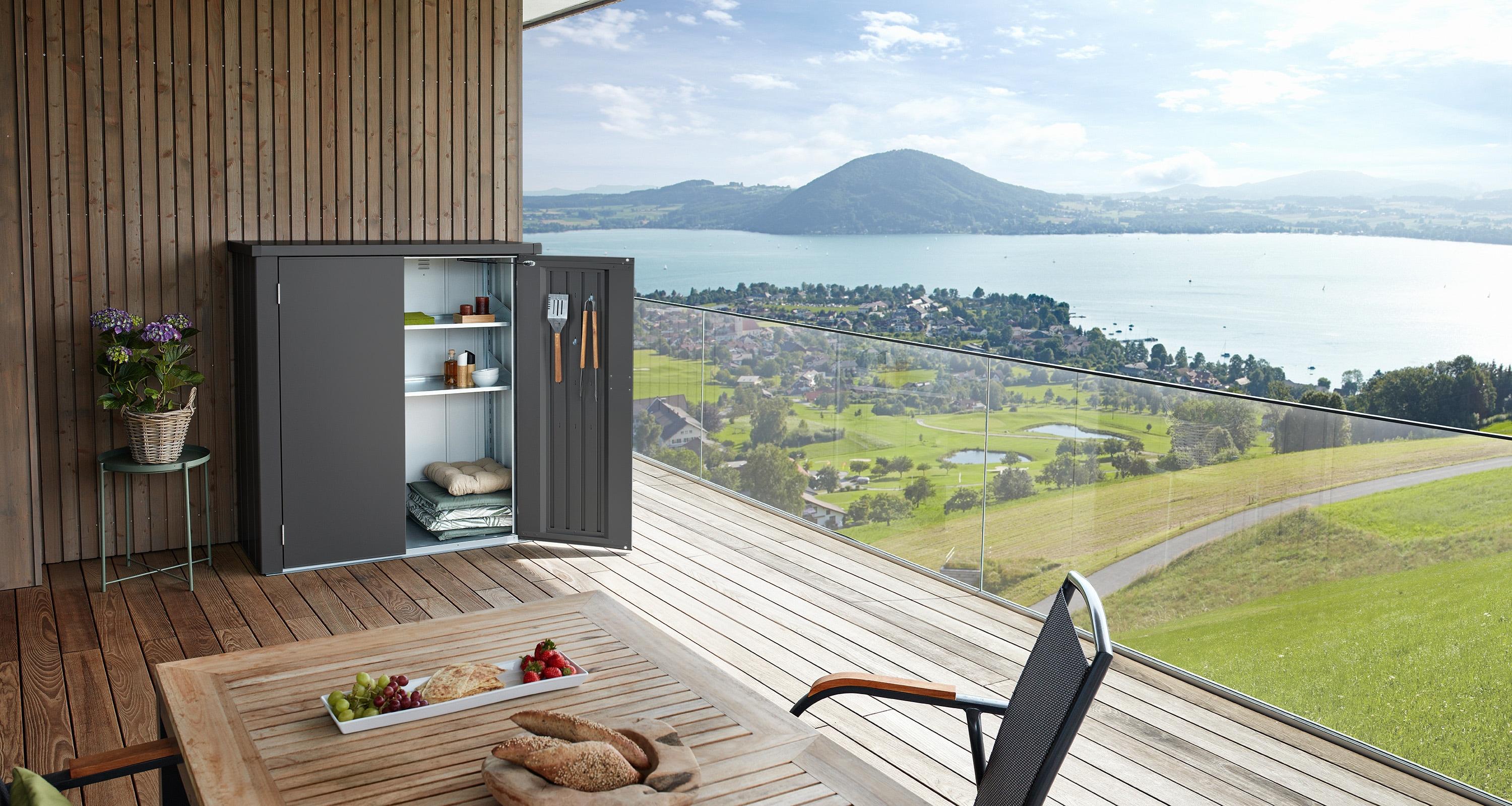 Biohort Biohort Romeo 4 ft. 3 in. W Metal Vertical Tool Shed in Dark Gray