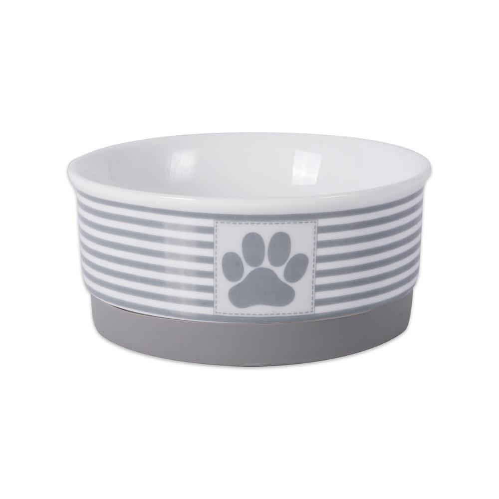 Bone Dry Chevron Ceramic Pet Bowls, Dishwasher Safe, Gray, Small Bowl Set, 4.25x2", 2 Count