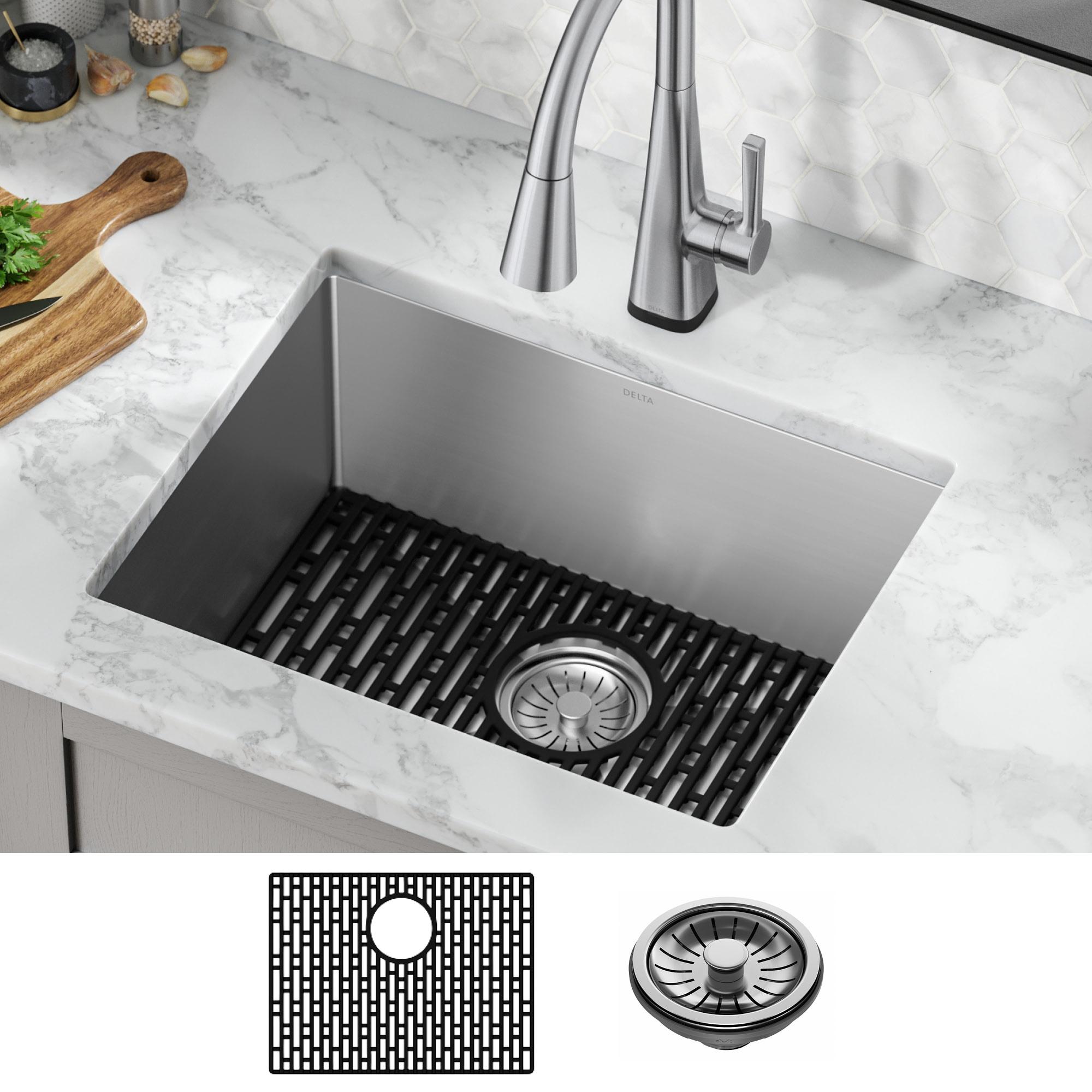 Delta Lenta™ Undermount 16 Gauge Stainless Steel Single Bowl Kitchen Sink with Accessories