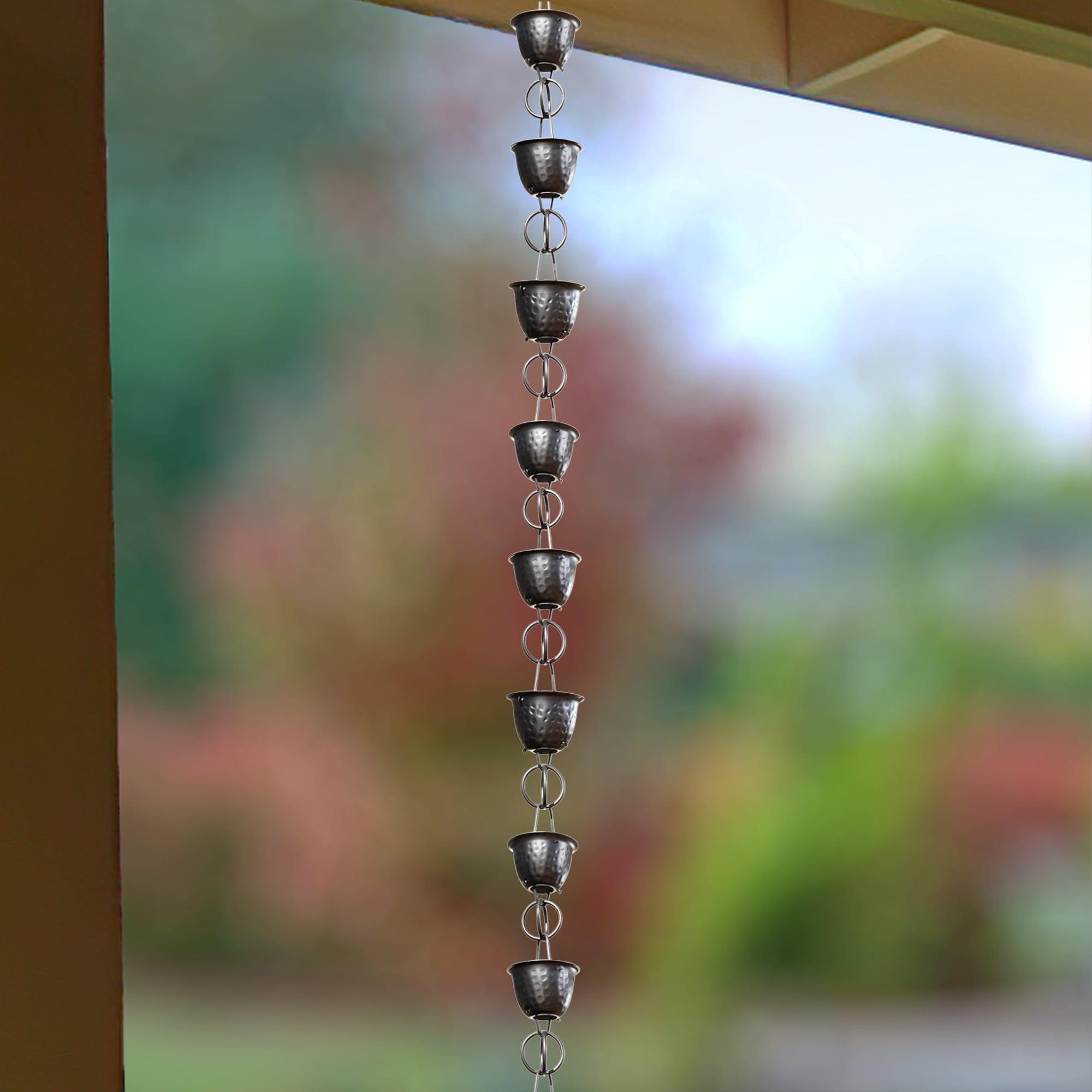 Monarch Rain Chains Aluminum Hammered Cup Rain Chain Replacement Downspout for Gutters