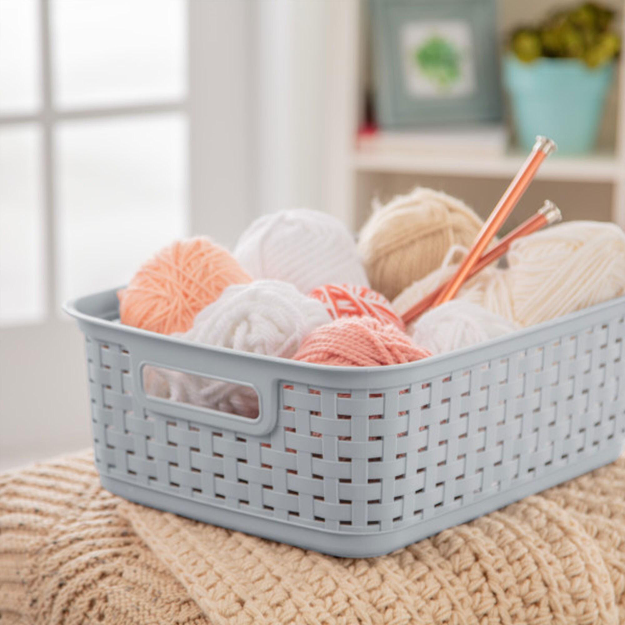 Sterilite Sterilite Short Weave Basket, Decorative Storage Bin, Organize the Closet, Bathroom or Classroom (Set of 6)