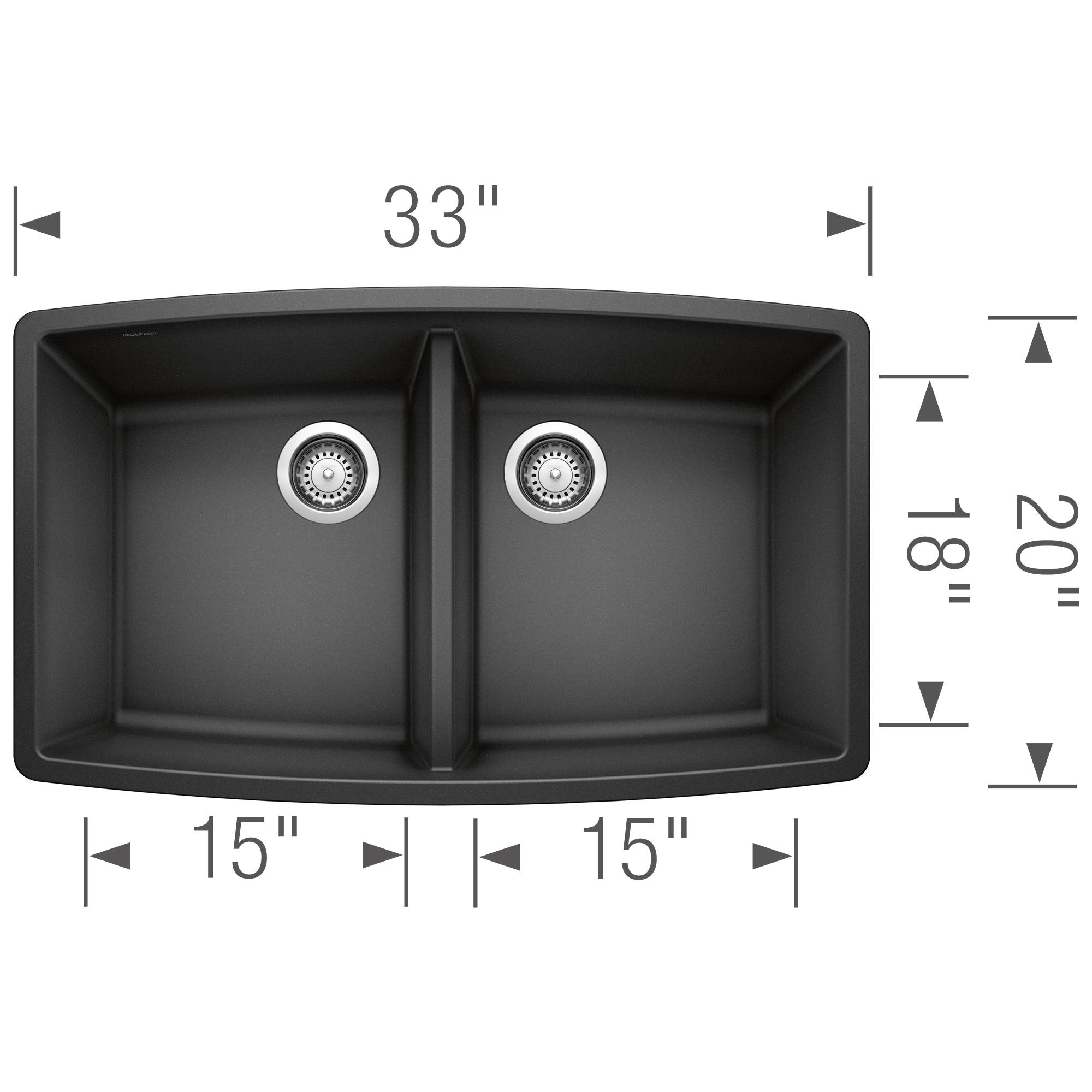 Performa SILGRANIT 33" L x 19" W Double Bowl Undermount Kitchen Sink