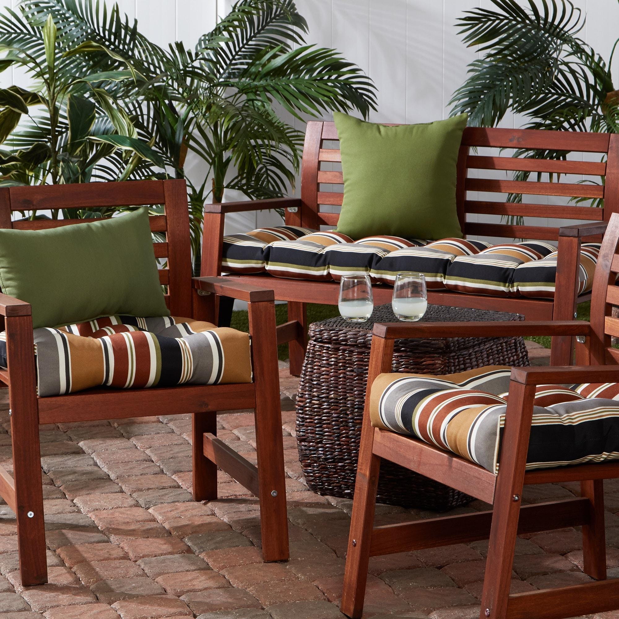Greendale Home Fashions Brick Stripe 51 x 18 in. Outdoor Reversible Tufted Bench Cushion