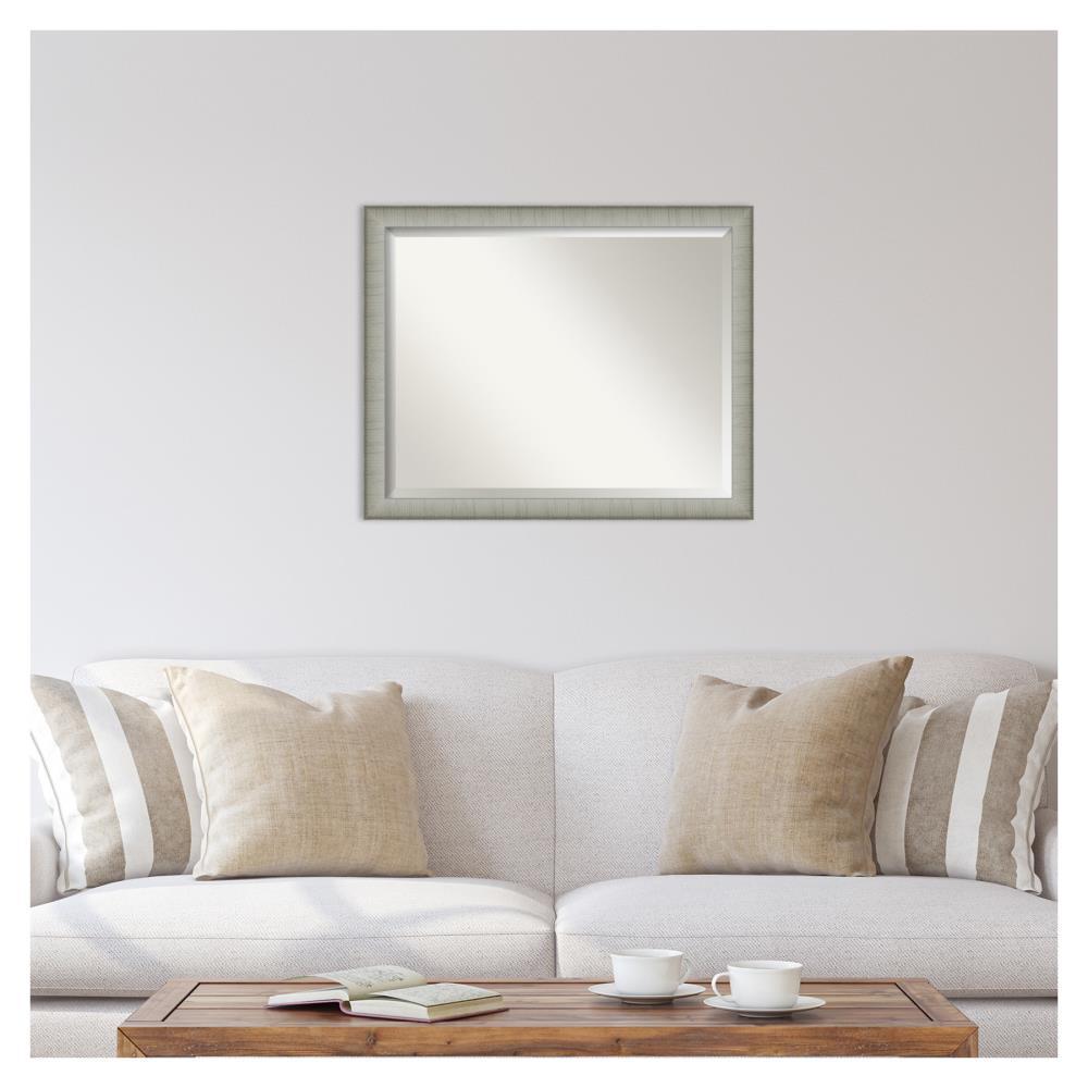 31" x 25" Elegant Brushed Framed Bathroom Vanity Wall Mirror Pewter - Amanti Art: No Assembly, Wall Mount