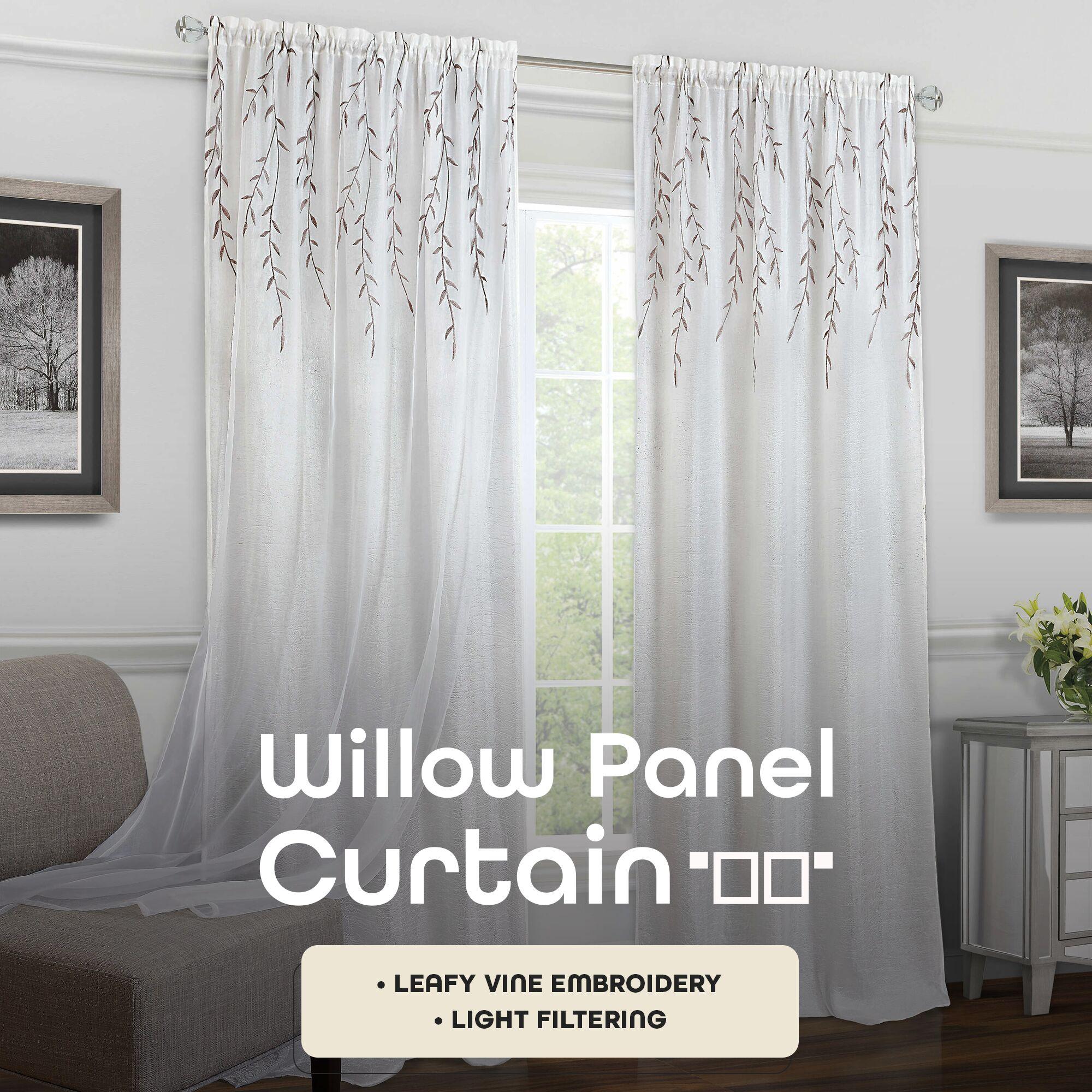 Achim White Floral Rod Pocket Sheer Curtain, 42" x 63"