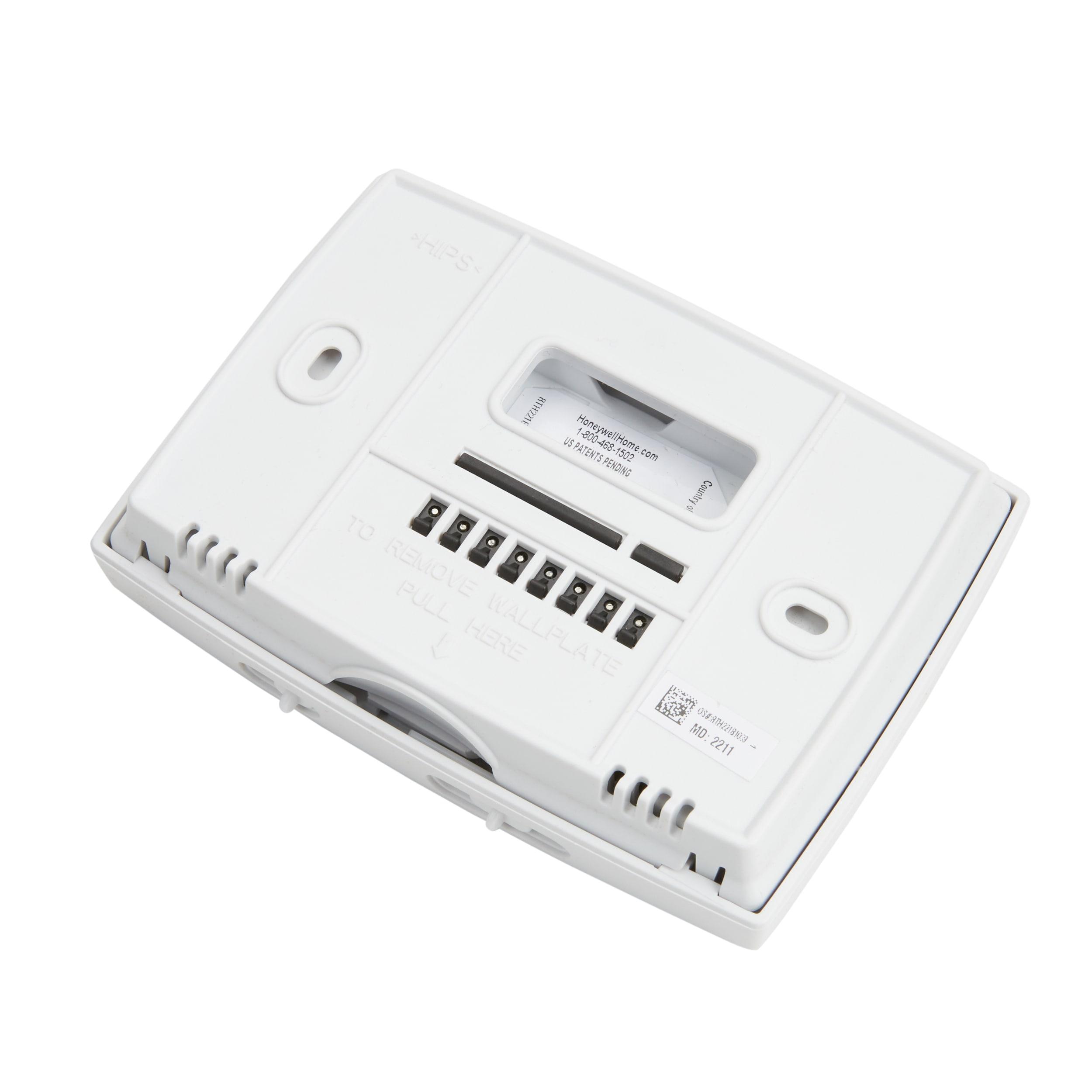 Honeywell Home 1-Week Programmable Thermostat: Digital, Audible Alert, White, Battery Operated