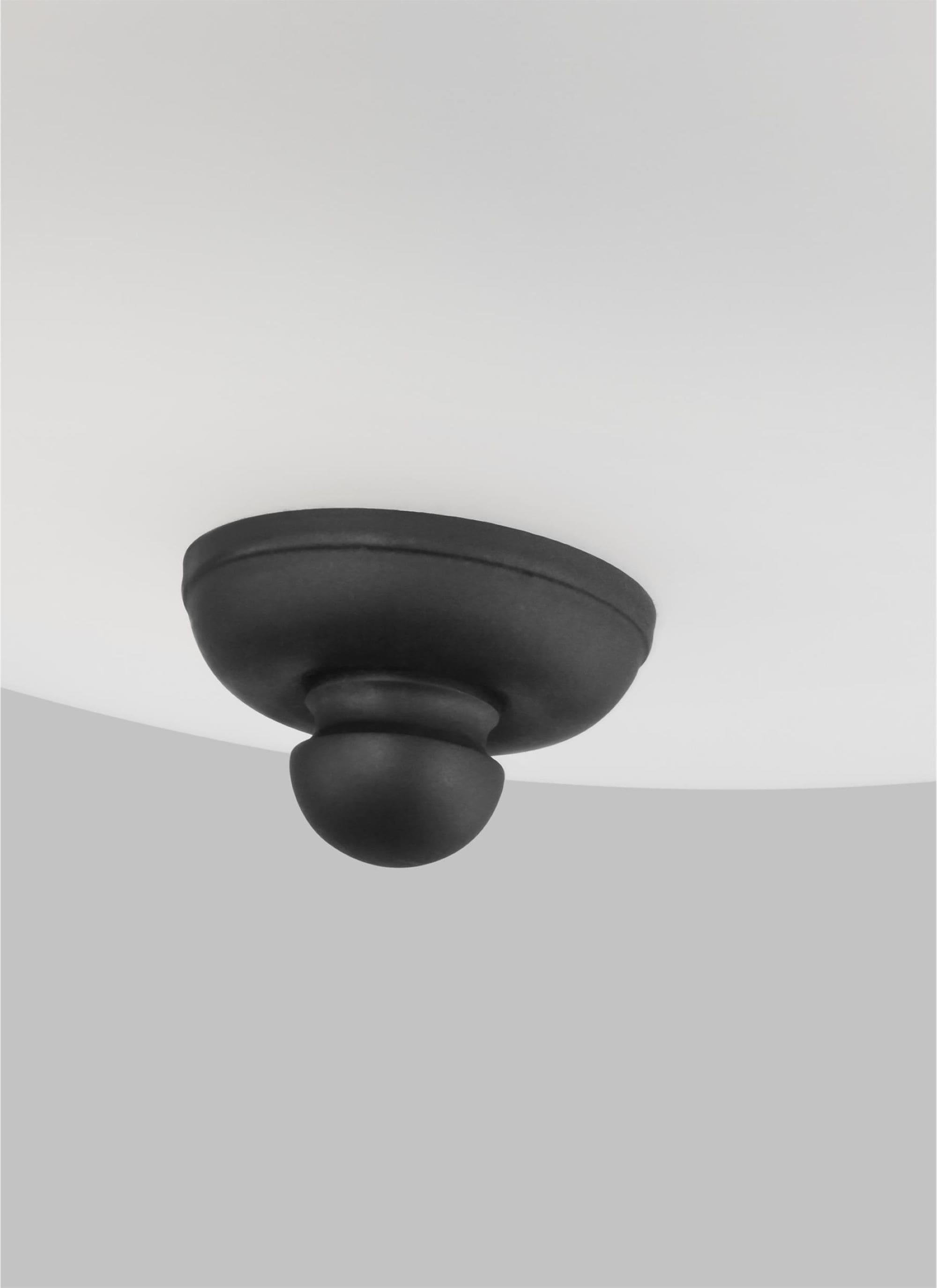 Geary 14.5 in. 3-Light Midnight Matte Black Traditional Contemporary Ceiling Flush Mount with Satin Etched Glass