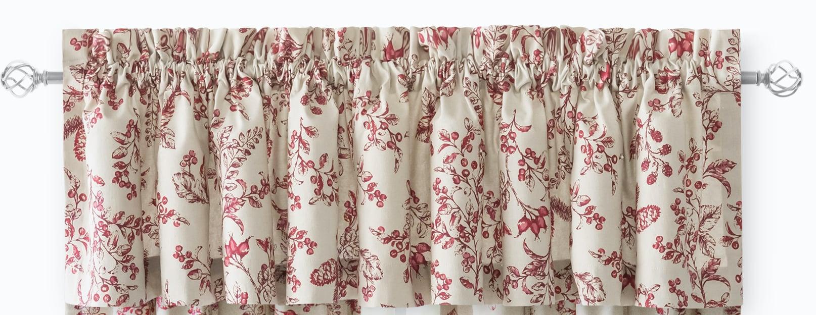 Ricardo  Tailored Panel Pair with tiebacks or Tailored Valance Garnet 84"W x 13"L Valance 13 Inches