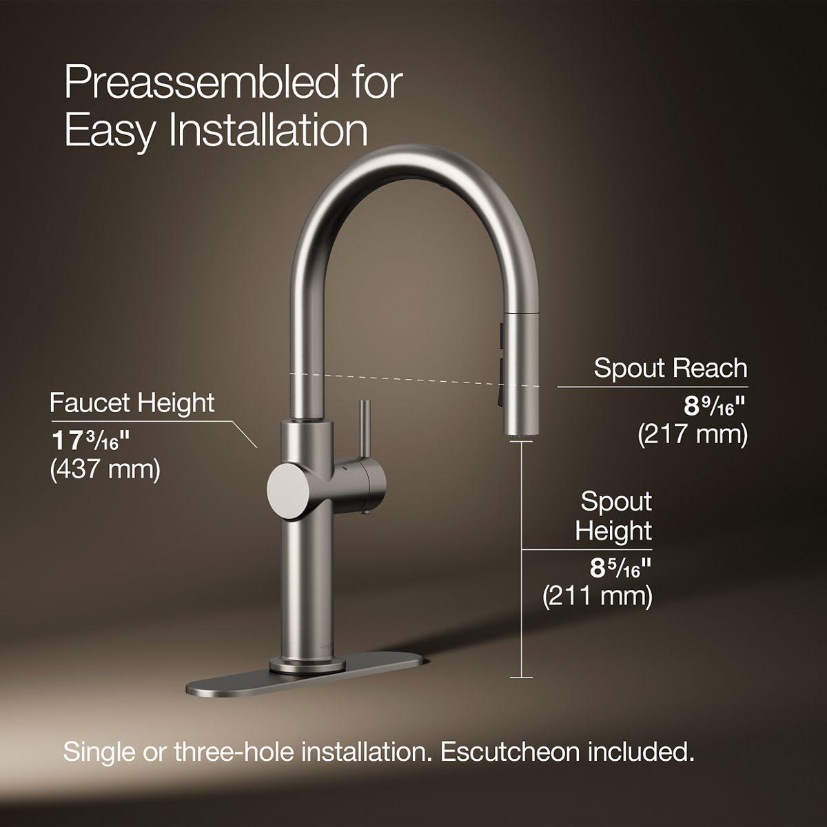 Crue Touchless Pull-Down Kitchen Sink Faucet with Three-Function Sprayhead