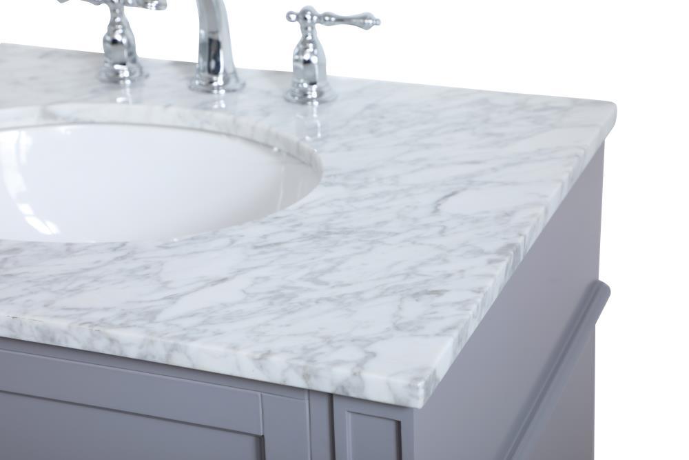Elegant Decor Williams 30" Single Marble Top Bathroom Vanity in Gray