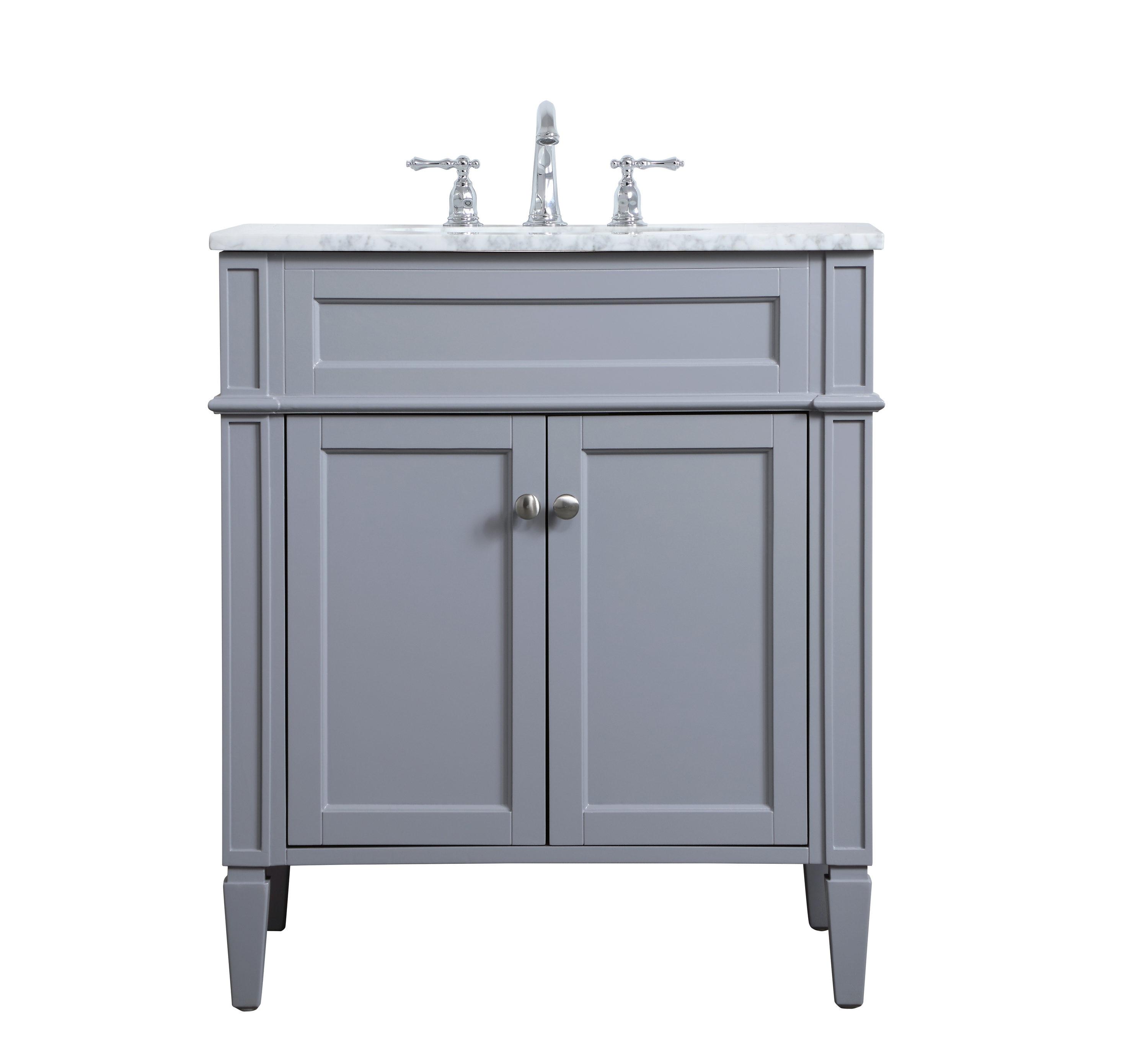 Elegant Decor Williams 30" Single Marble Top Bathroom Vanity in Gray