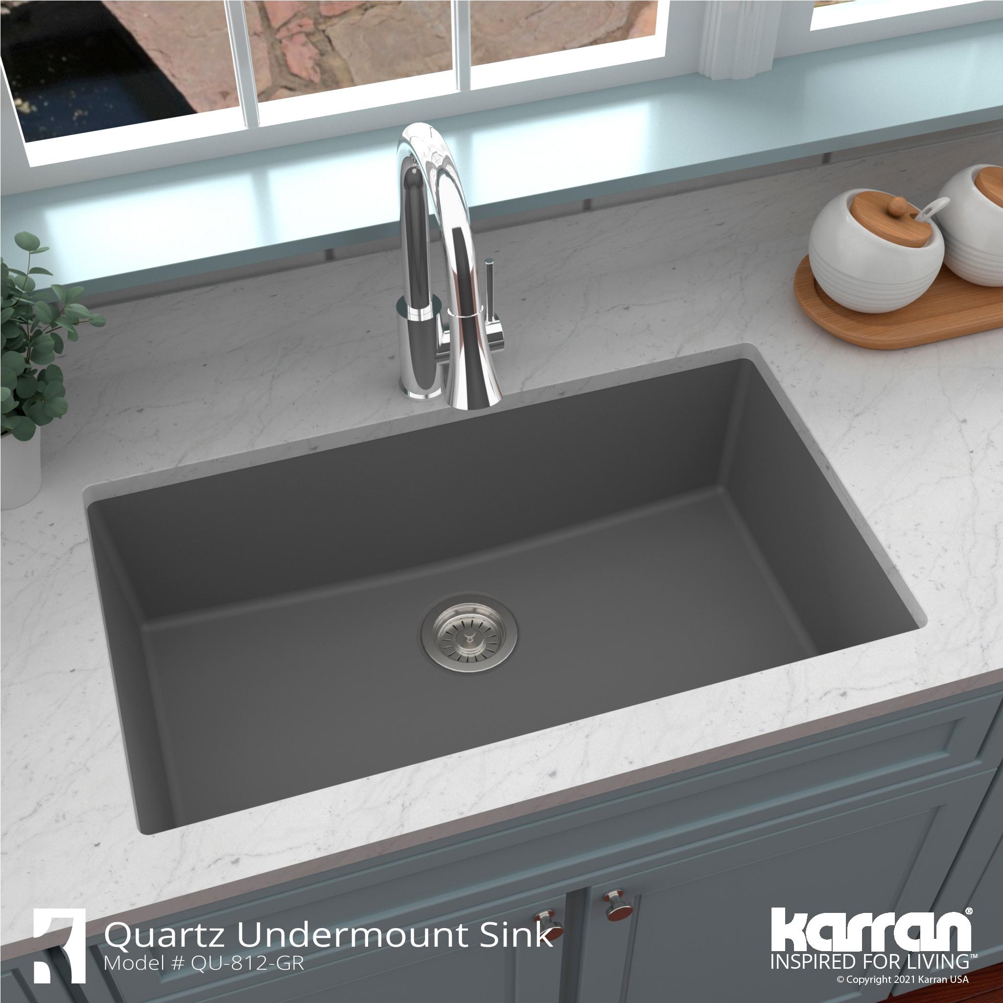 Karran Quartz 32-1/4'' X 19-1/4'' Large Single Bowl Undermount Kitchen Sink