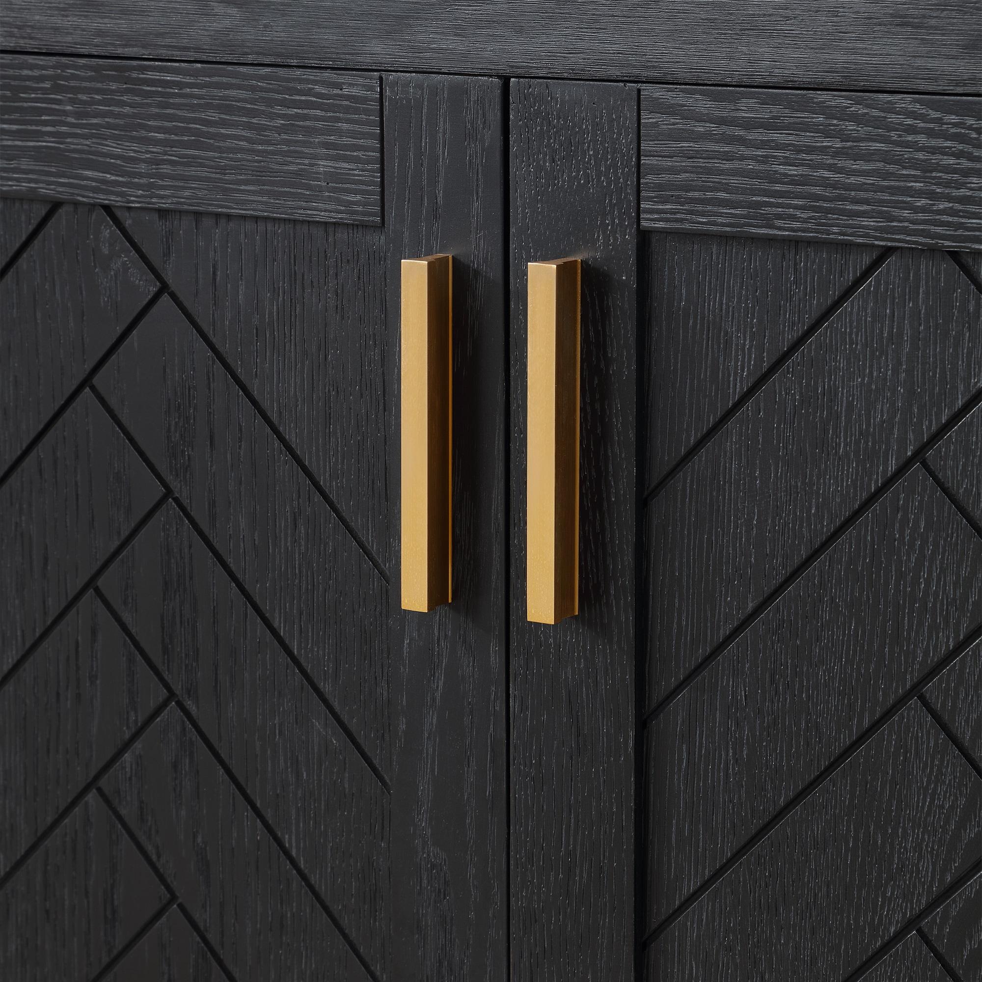 Altair Gazsi Wood Vanity with Composite Stone Top, 84" Black Oak, No Mirror