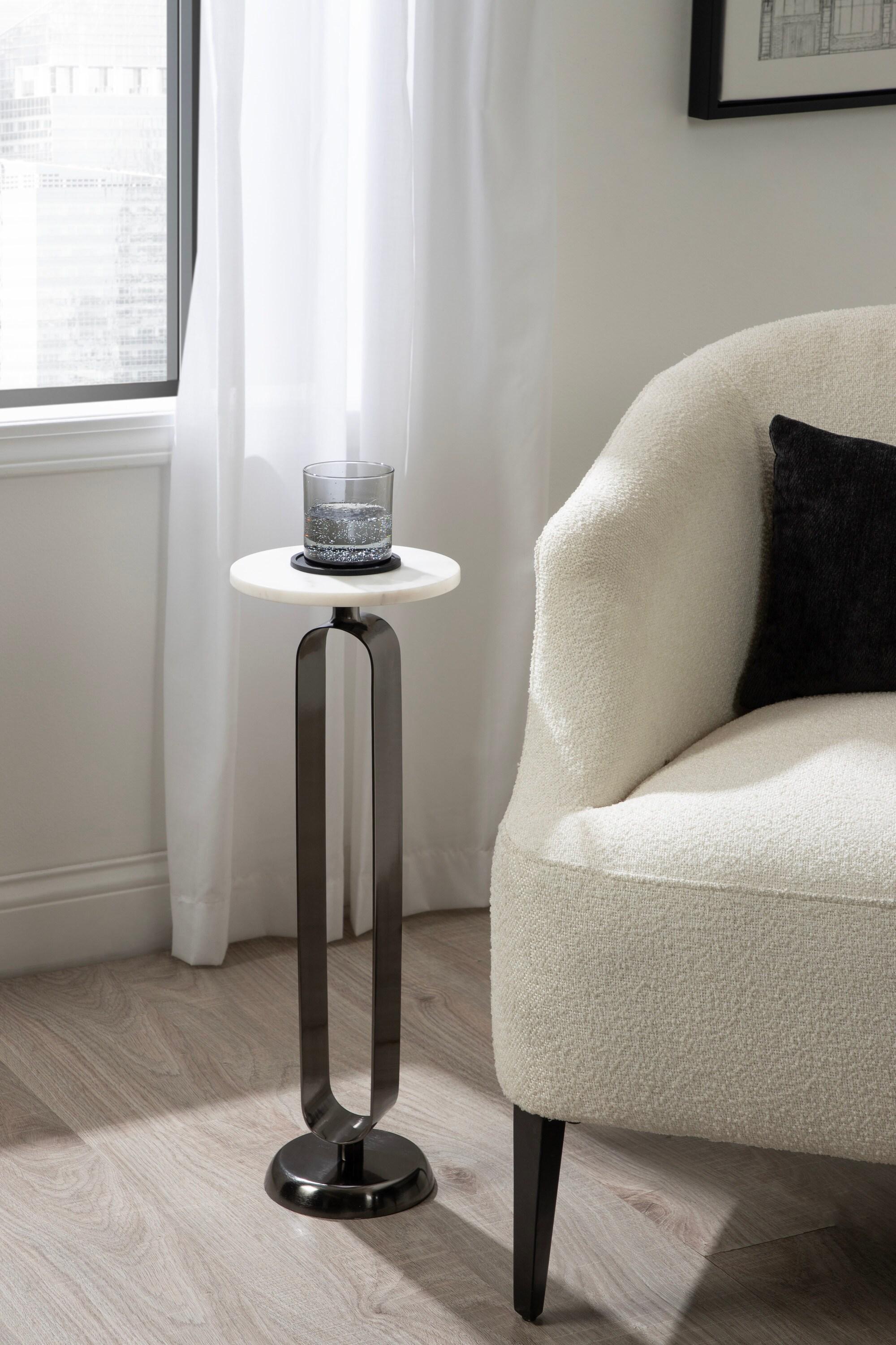 Kate and Laurel Helio Glam Drink Table, 8x8x24, Pewter