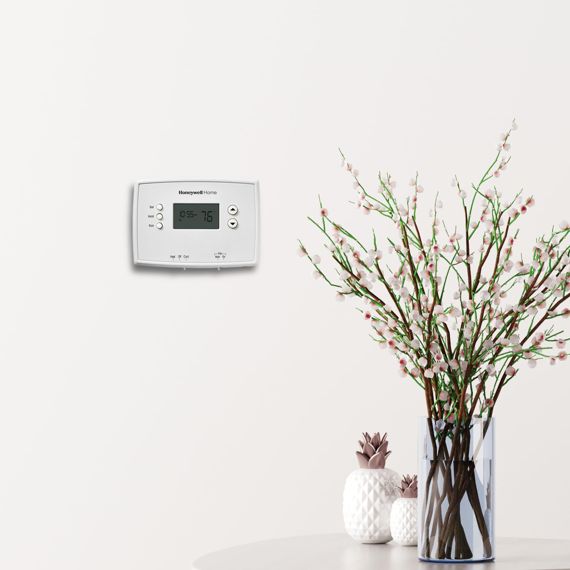 Honeywell Home 1-Week Programmable Thermostat: Digital, Audible Alert, White, Battery Operated