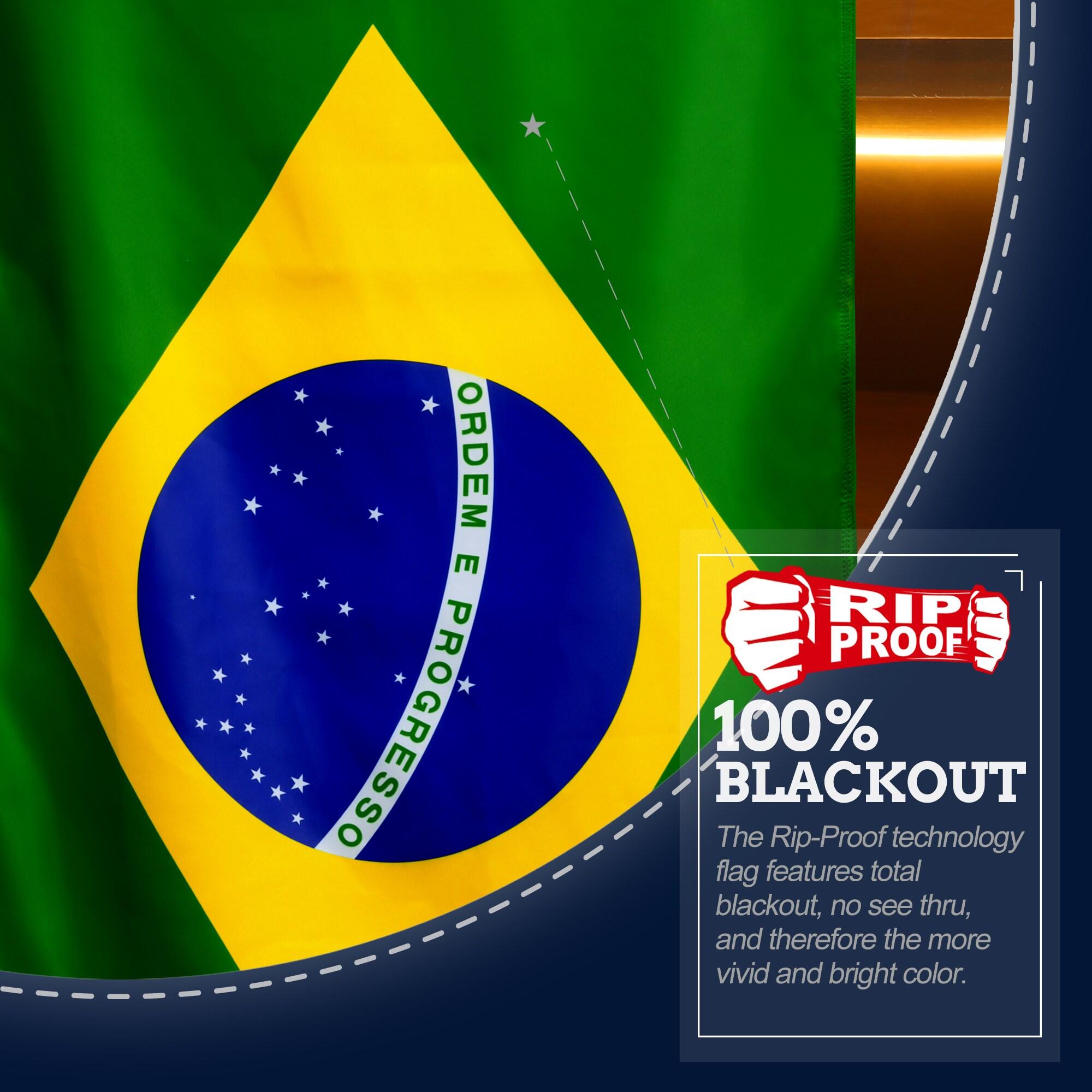 Anley Rip-Proof Double Sided 3-Ply Brazil Flag 3x5 Foot - Brazilian National Flags