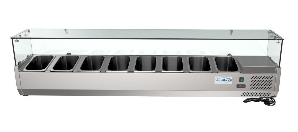 KoolMore 71 in. Eight Pan Refrigerated Countertop Condiment Prep Station