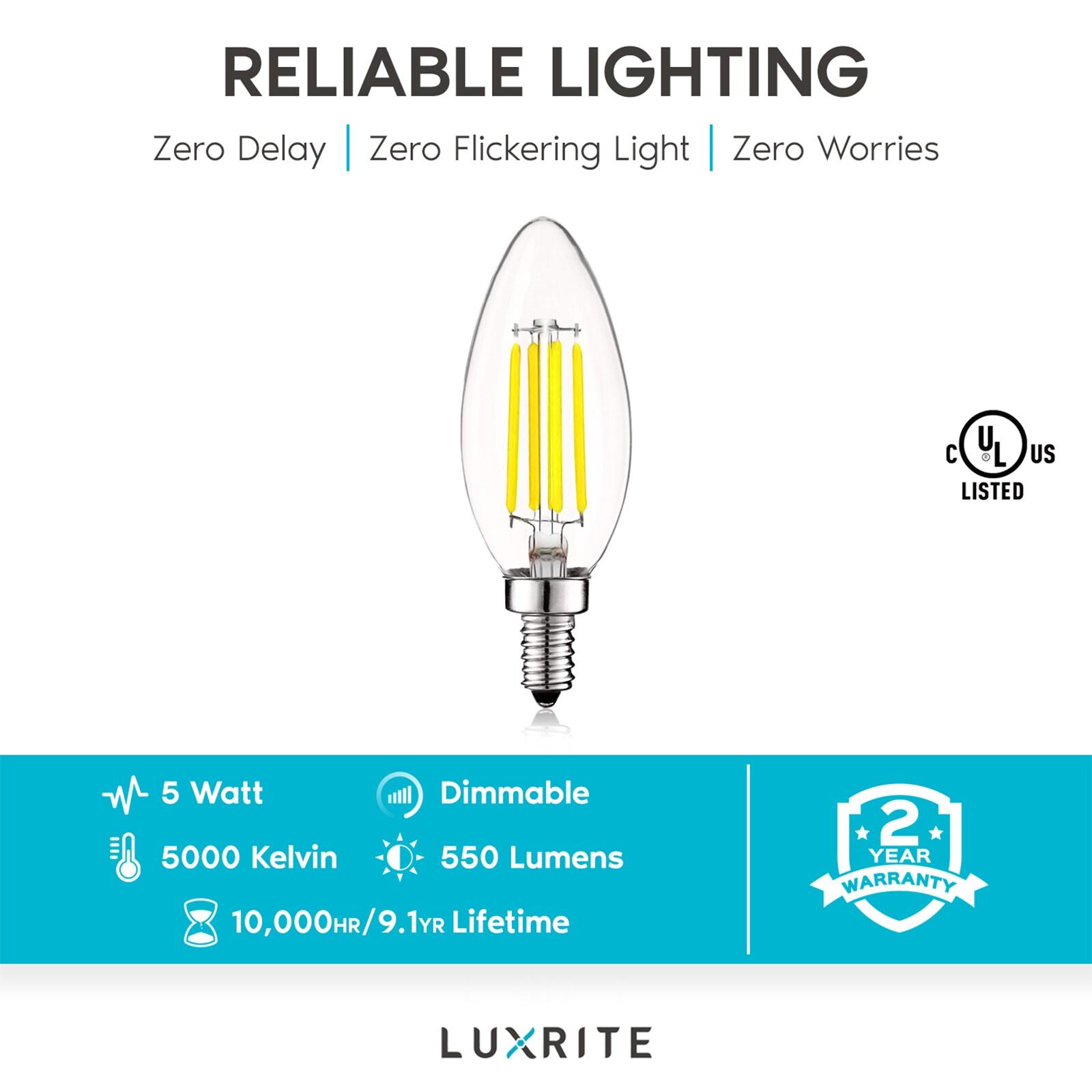 5 Watt (40 Watt Equivalent), B11 LED, Dimmable Light Bulb, E12/Candelabra Base